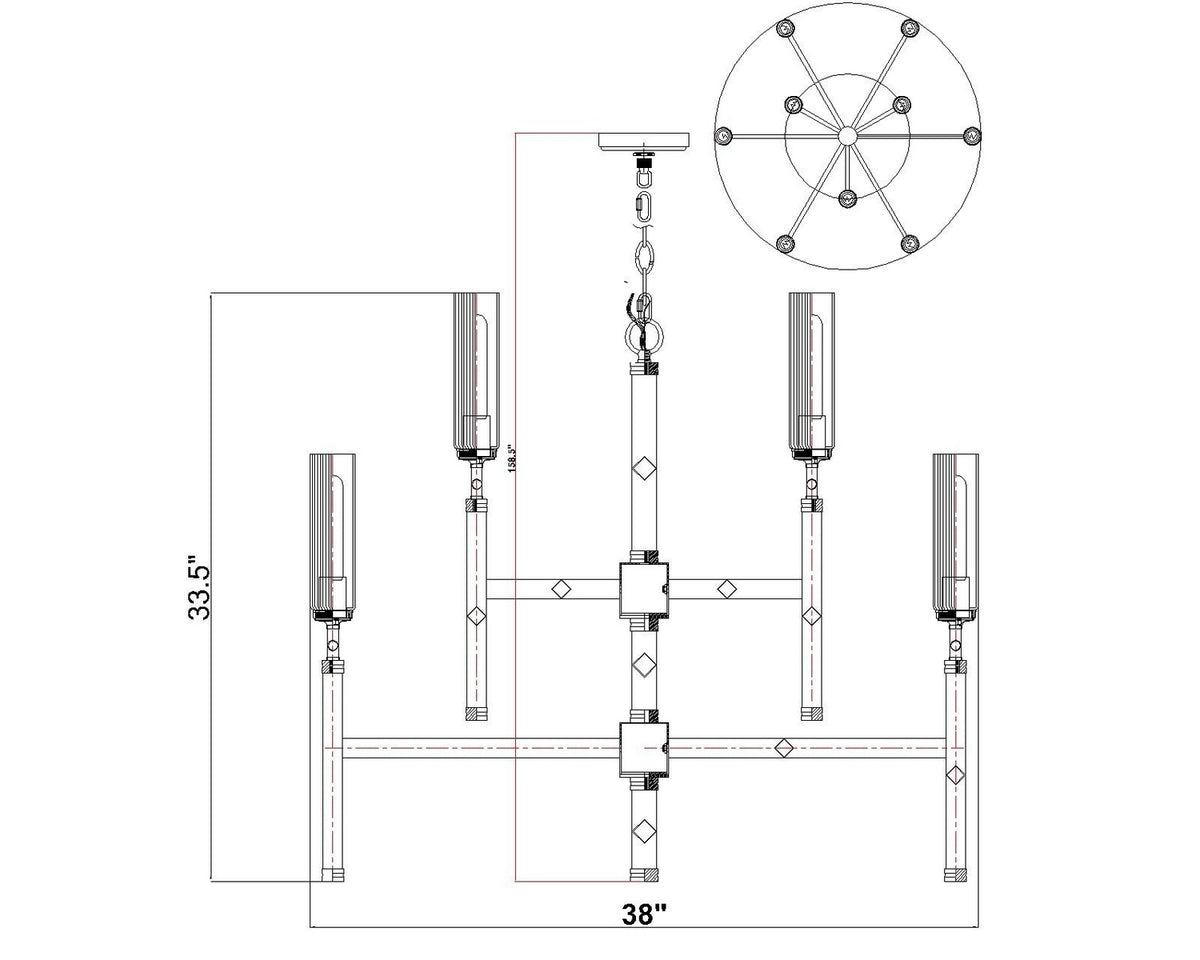 Lustre Esme Nickel brossé, nombre ampoules 9 – vue 6