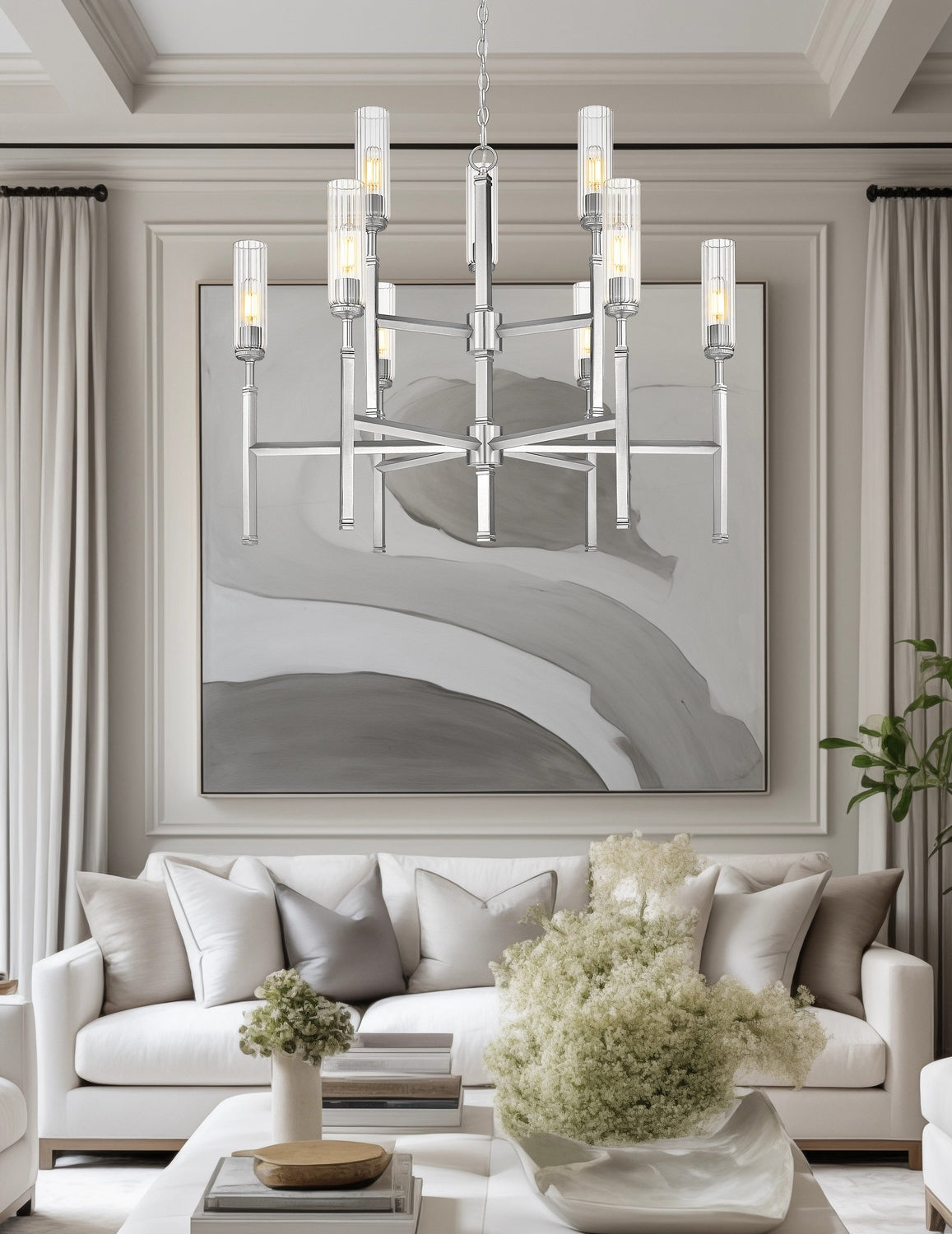 Lustre Esme Nickel brossé, nombre ampoules 9 – vue 7