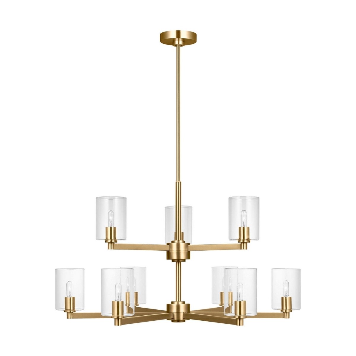 Lustre Fullton - Laiton satiné Transparent 9 by Visual Comfort Studio | Luminaires & cie