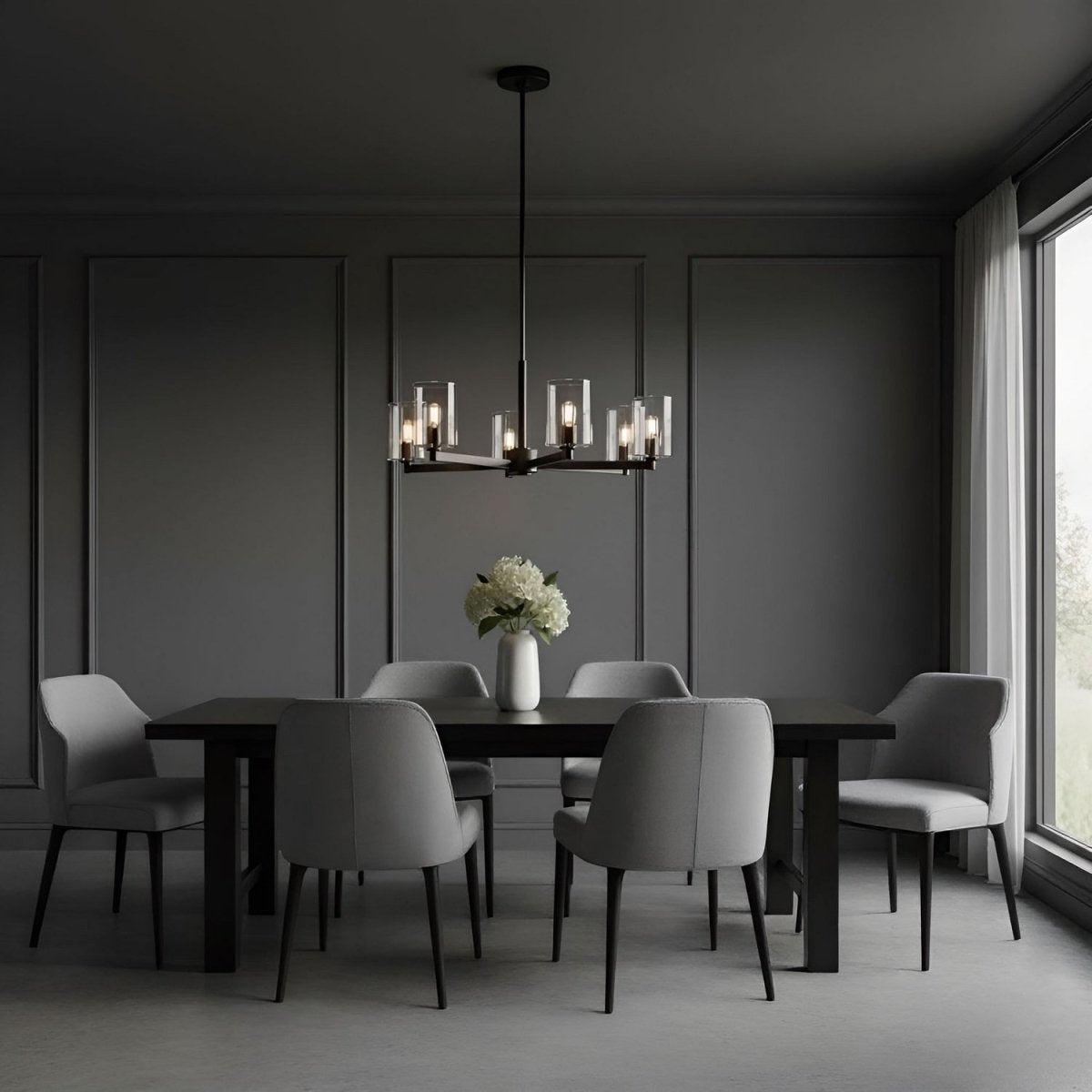 Lustre Fullton - Nickel brossé Transparent 9 by Visual Comfort Studio | Luminaires & cie