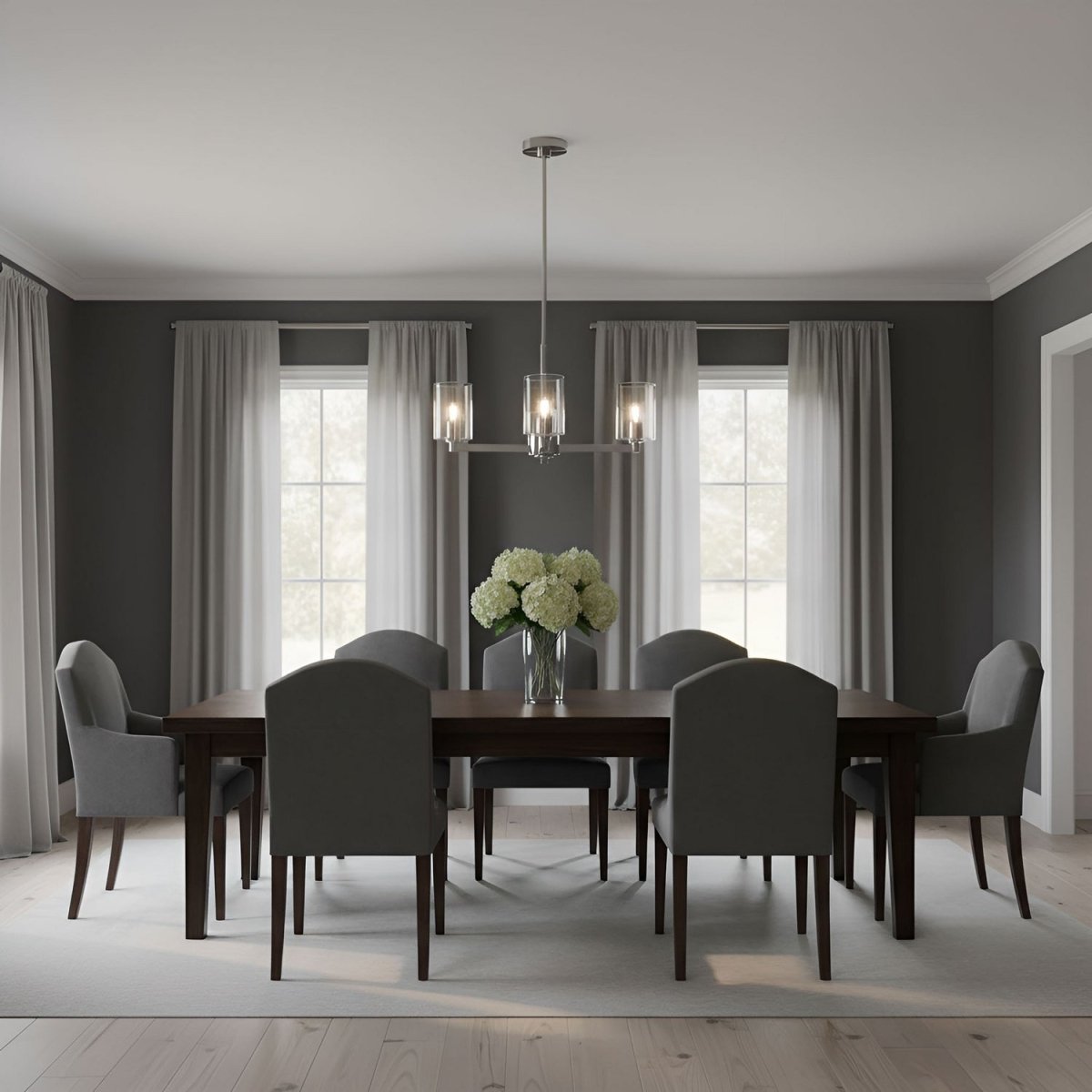 Lustre Fullton - Nickel brossé Transparent 9 by Visual Comfort Studio | Luminaires & cie