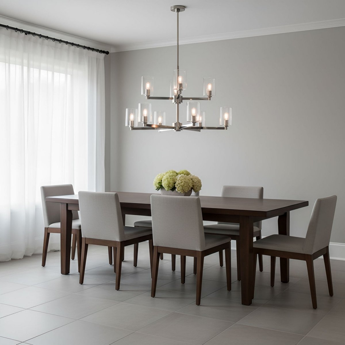 Lustre Fullton - Nickel brossé Transparent 9 by Visual Comfort Studio | Luminaires & cie