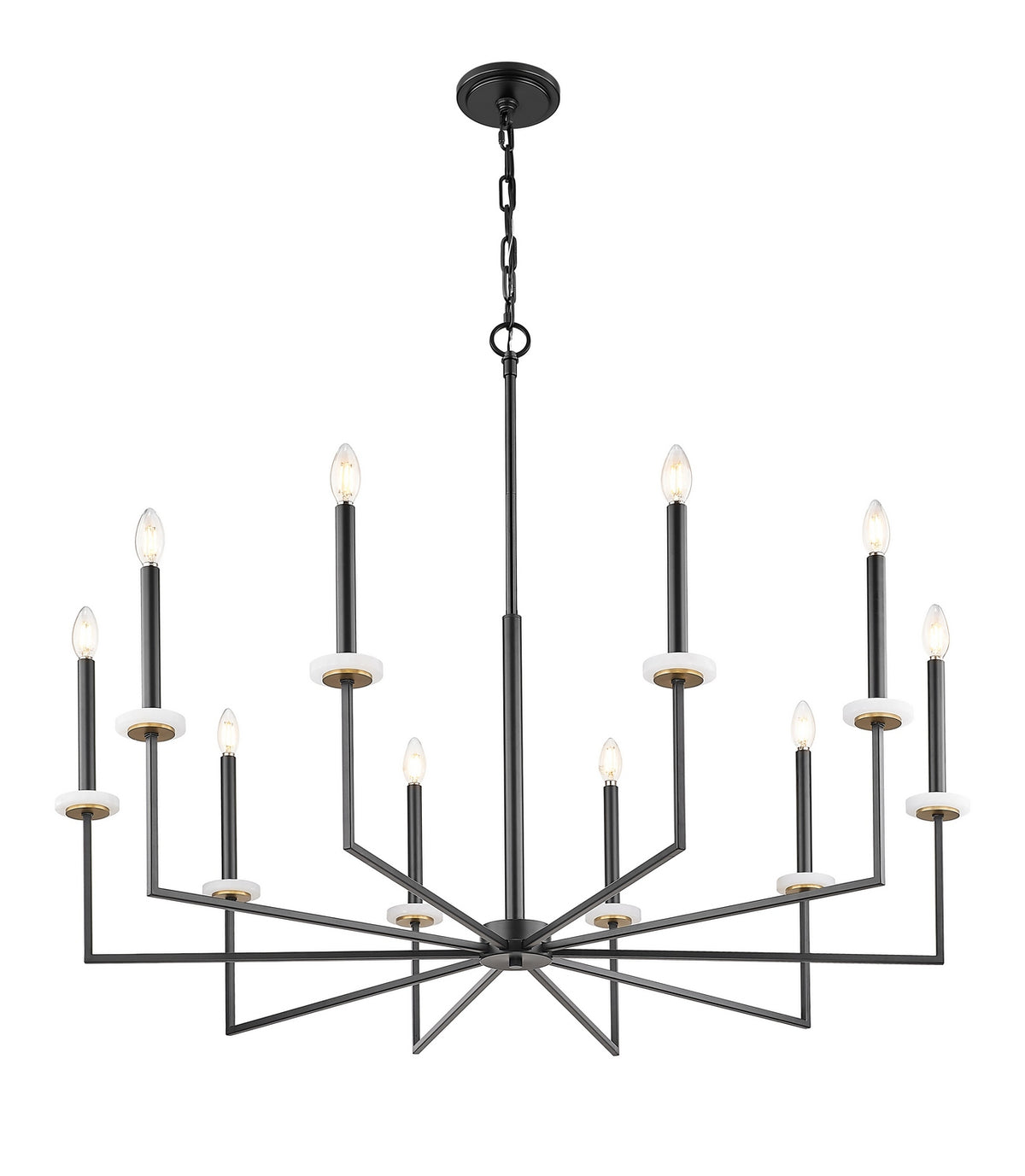 Lustre Gaultier Noir mat + Or moderne, 44 3/4", 45 1/4" – vue 3