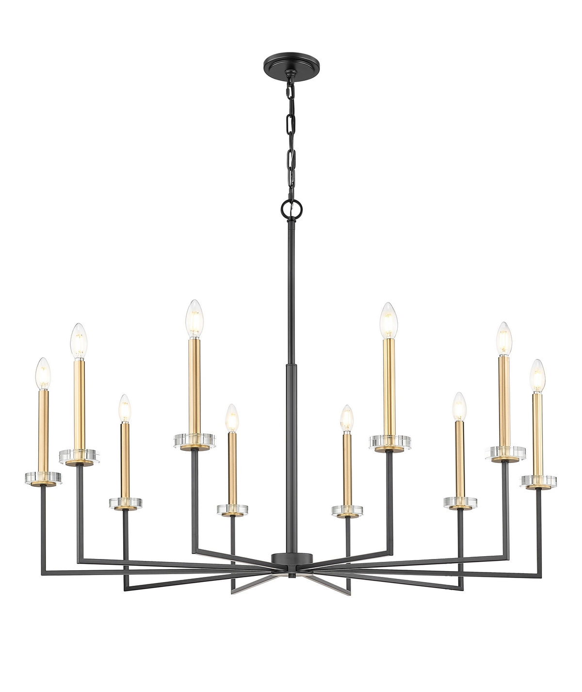 Lustre Gaultier Noir mat + Or moderne, 44 3/4", 45 1/4" – vue 4