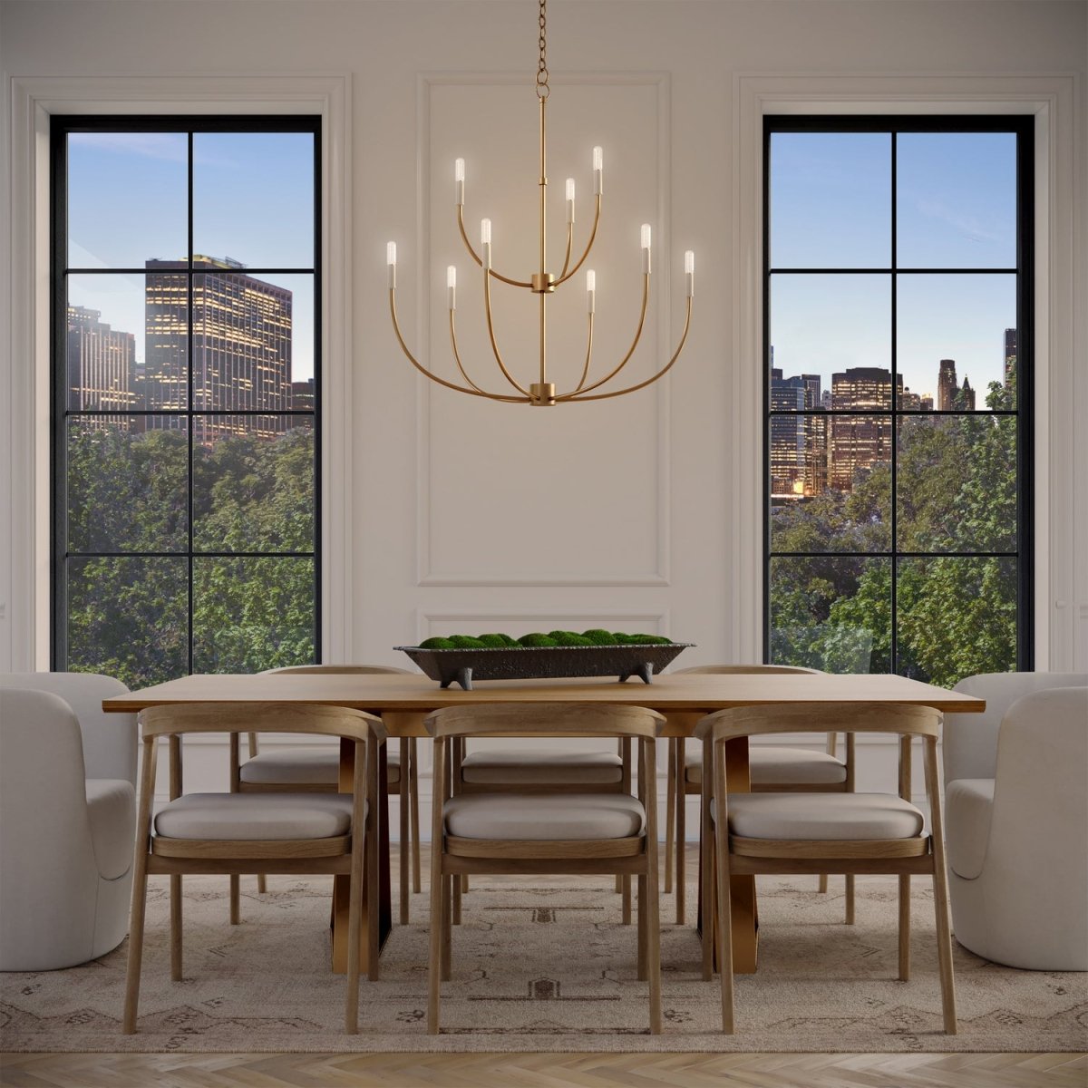 Lustre Greenwich - Nickel brossé 32" by Visual Comfort Studio | Luminaires & cie