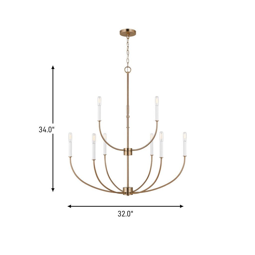 Lustre Greenwich - Nickel brossé 32" by Visual Comfort Studio | Luminaires & cie
