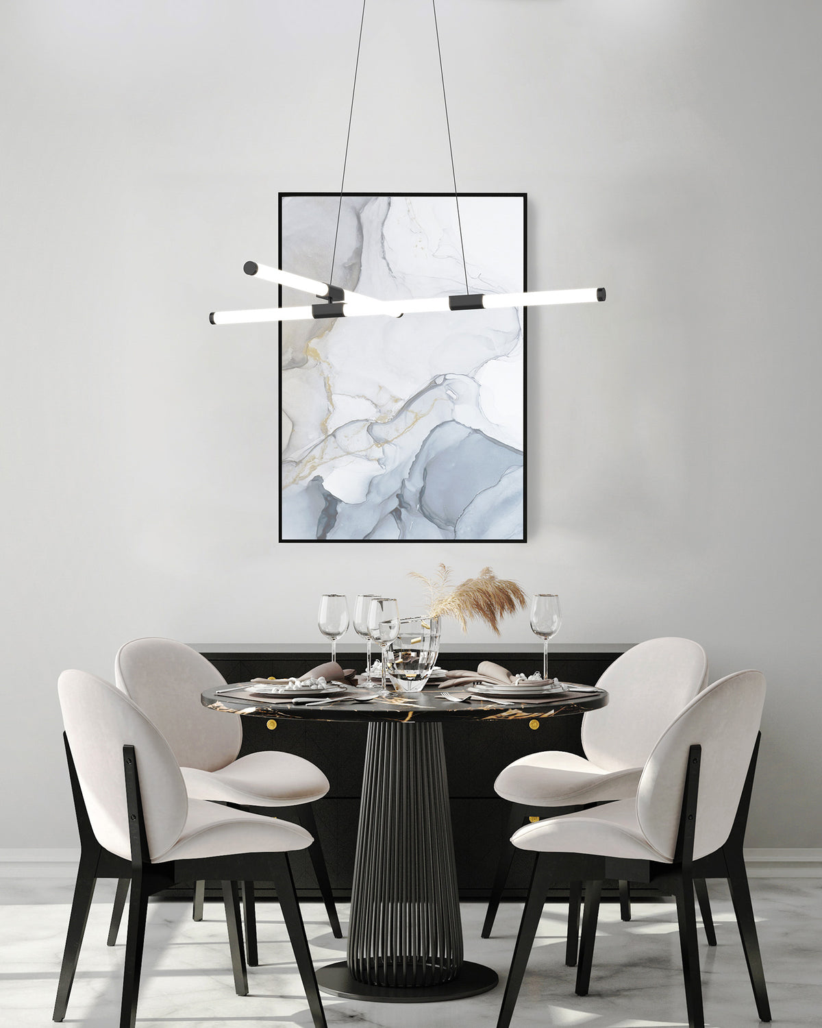 Lustre linéaire Akari Noir – vue 3