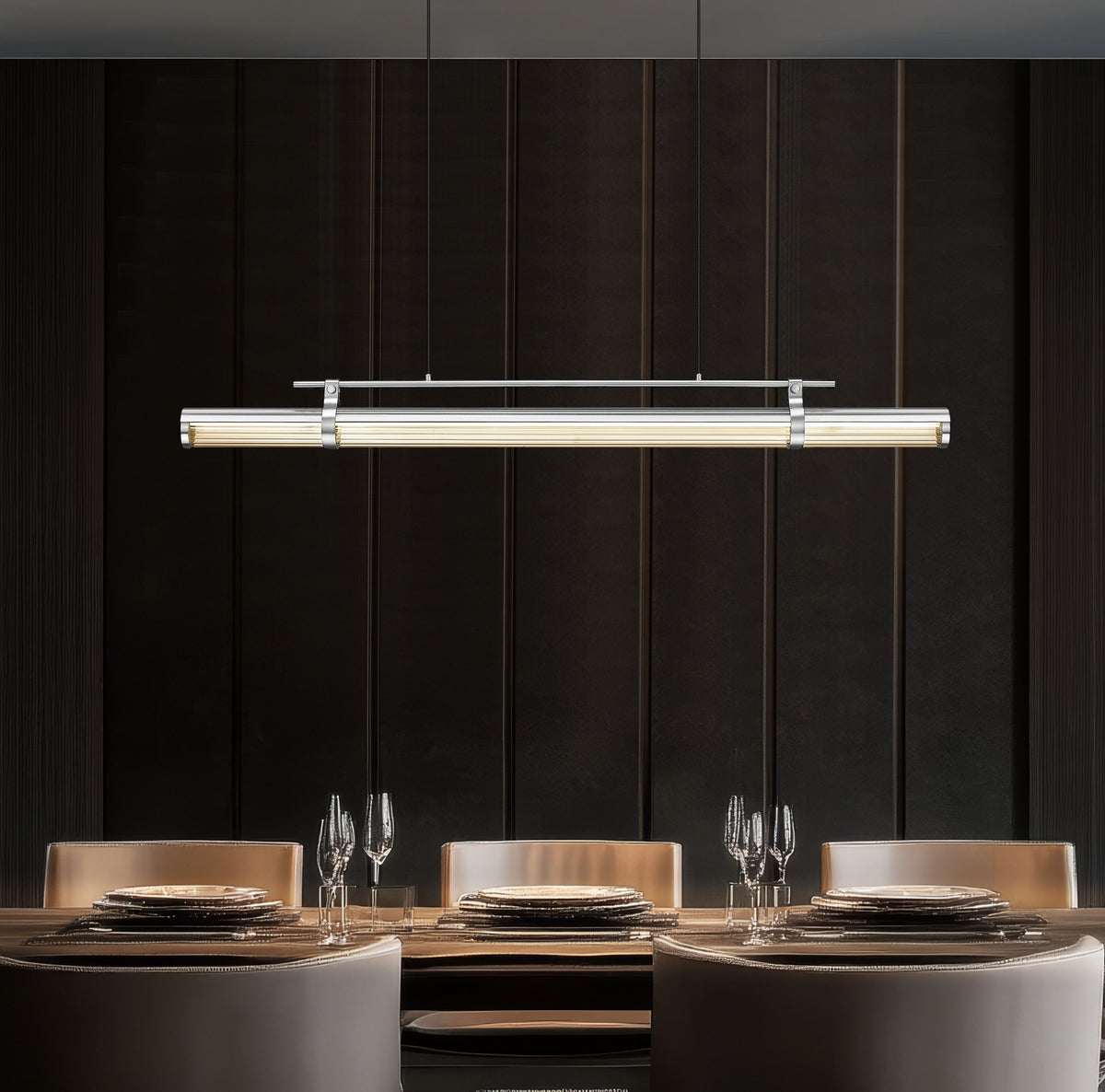 Lustre linéaire Benoit Nickel brossé, 56" – vue 4