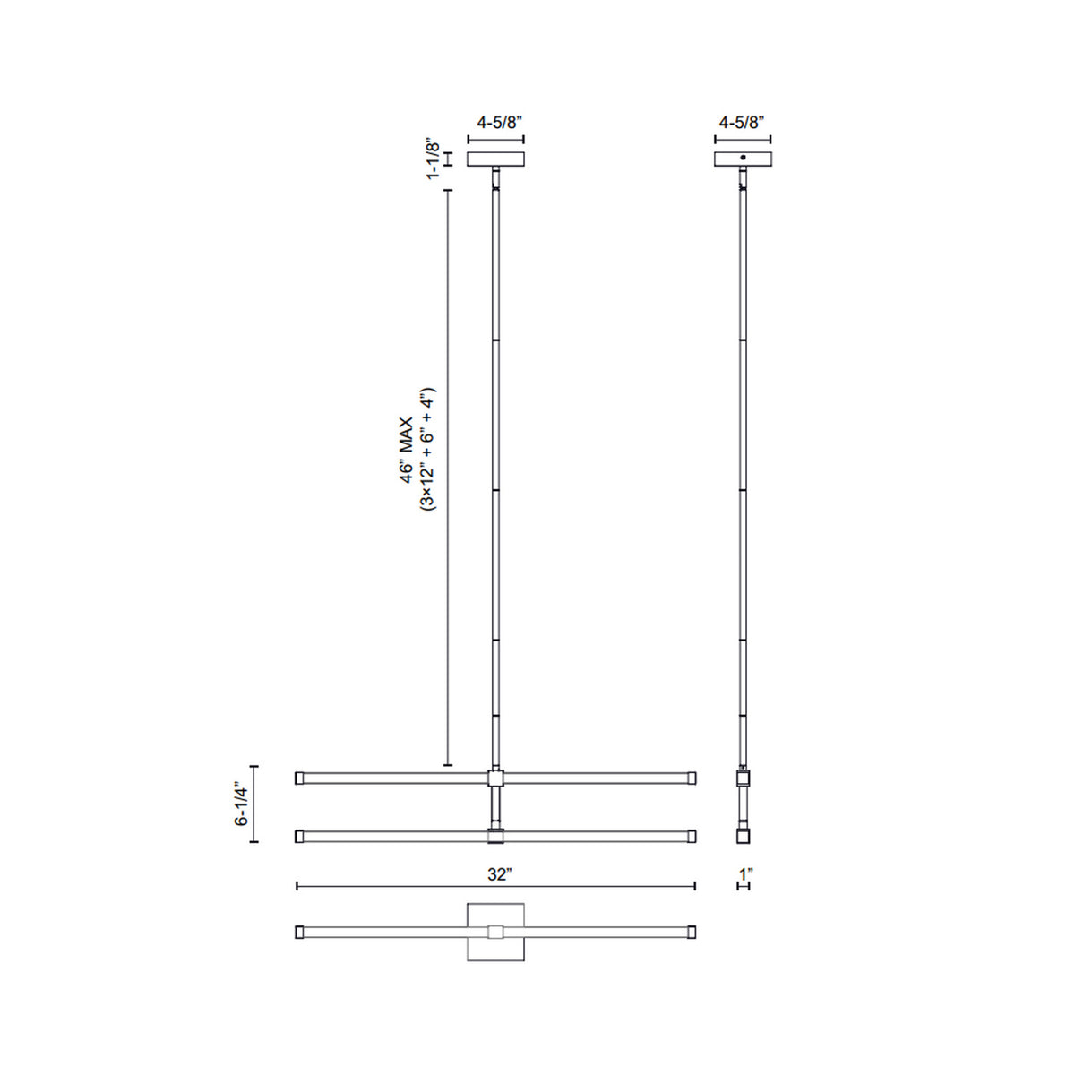 Lustre linéaire Blade Or brossé – vue 2