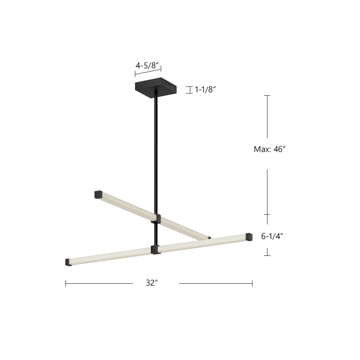 Lustre linéaire Blade Noir – vue 2