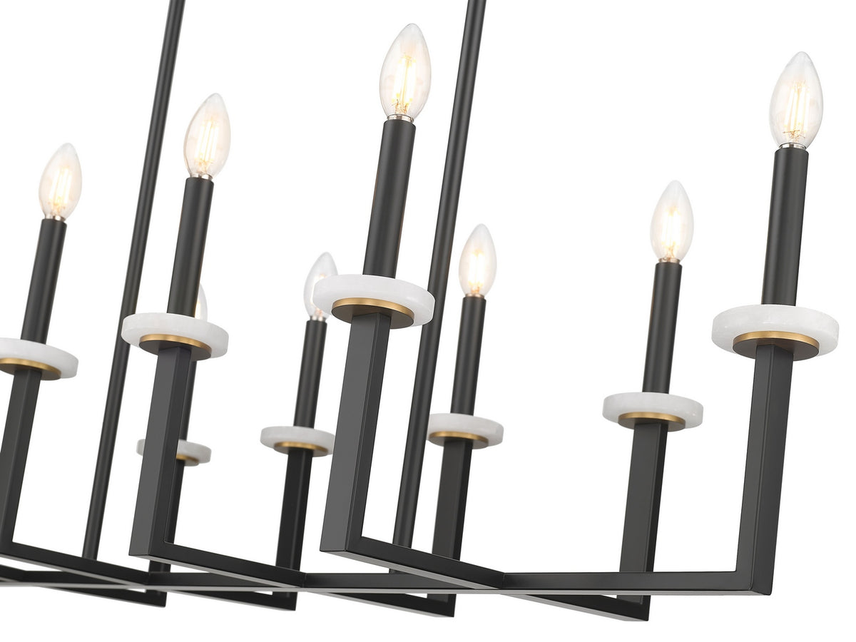 Lustre linéaire Gaultier Noir mat + Or moderne, nombre ampoules 10 – vue 4