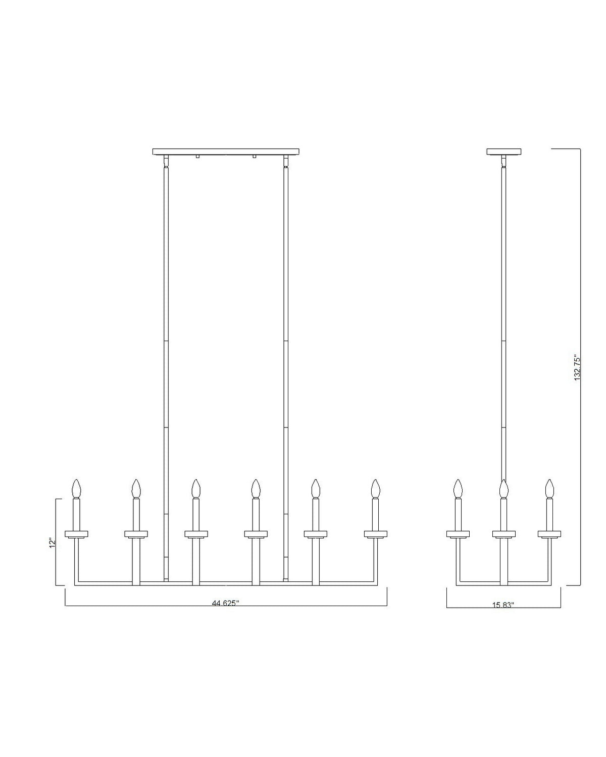 Lustre linéaire Gaultier Noir mat + Or moderne, nombre ampoules 10 – vue 6