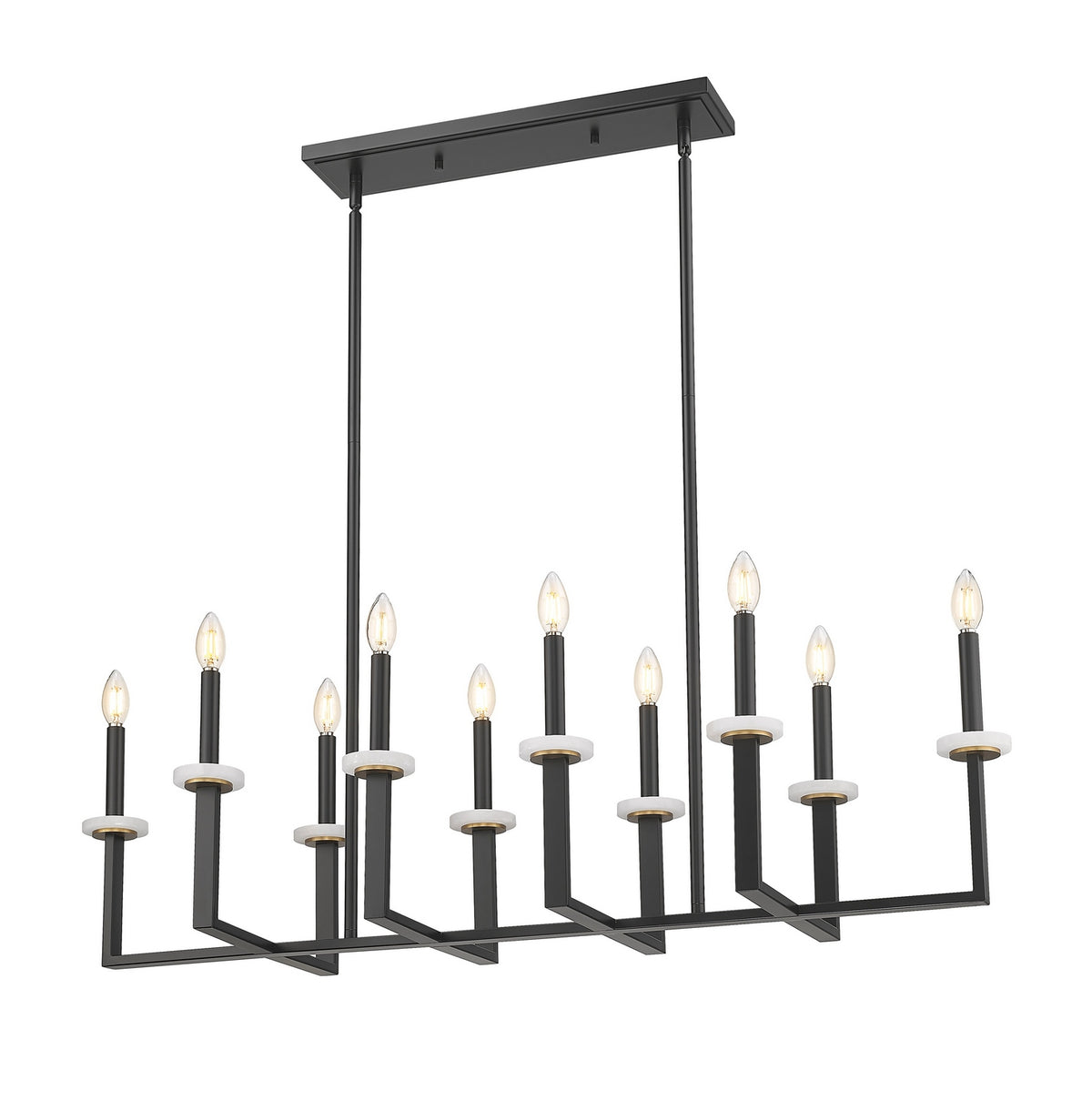 Lustre linéaire Gaultier Noir mat + Or moderne, nombre ampoules 10 – Z-Lite