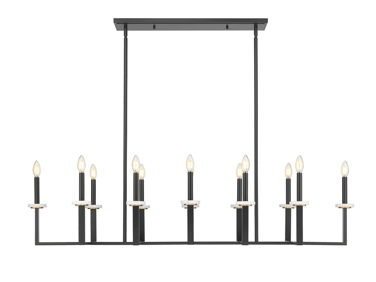 Lustre linéaire Gaultier Noir mat + Or moderne, nombre ampoules 12 – vue 3