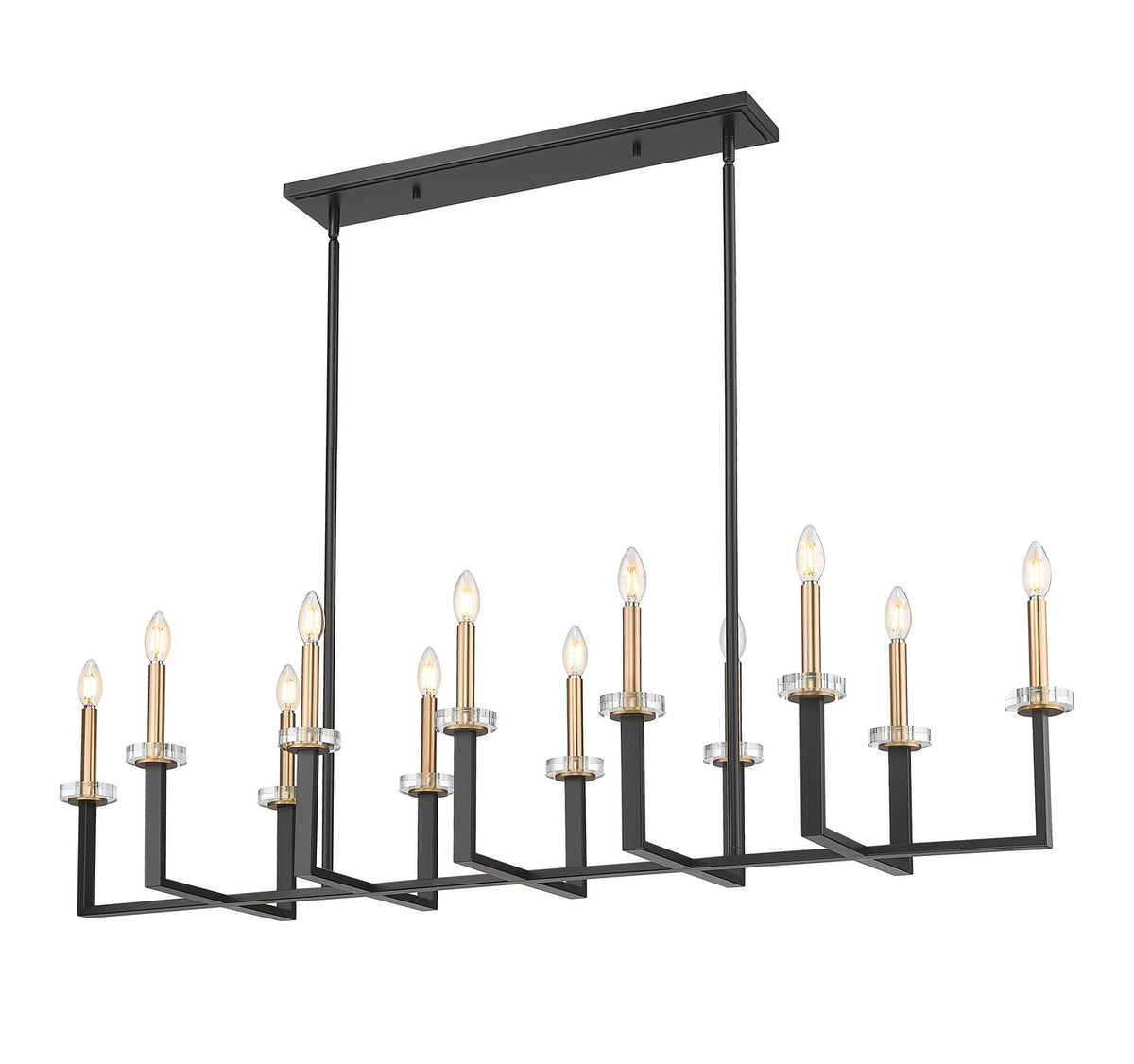 Lustre linéaire Gaultier Noir mat + Or moderne, nombre ampoules 12 – vue 4