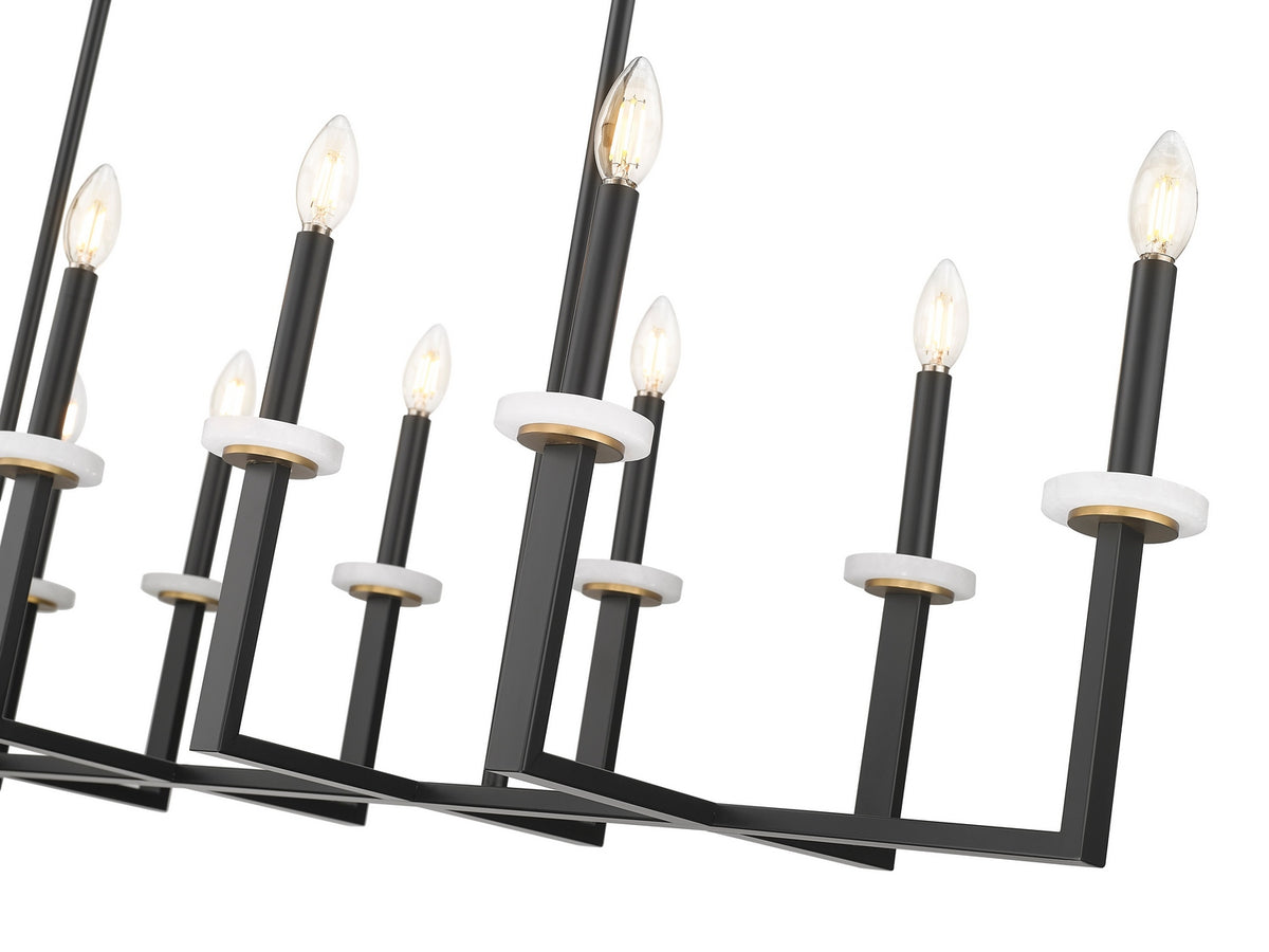 Lustre linéaire Gaultier Noir mat + Or moderne, nombre ampoules 12 – vue 5