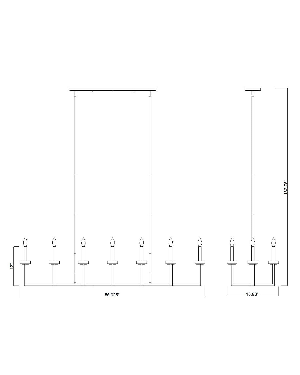 Lustre linéaire Gaultier Noir mat + Or moderne, nombre ampoules 12 – vue 6