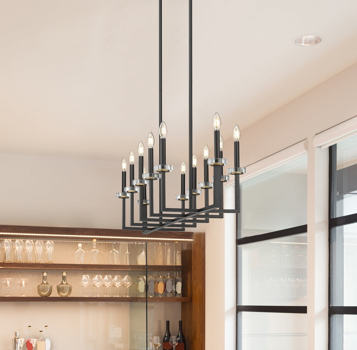 Lustre linéaire Gaultier Noir mat + Or moderne, nombre ampoules 12 – vue 7