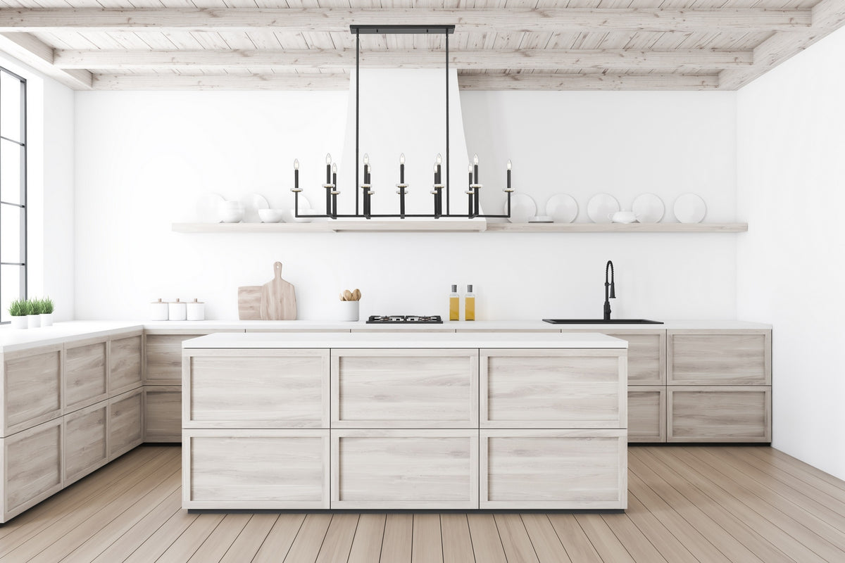 Lustre linéaire Gaultier Noir mat + Or moderne, nombre ampoules 12 – vue 8