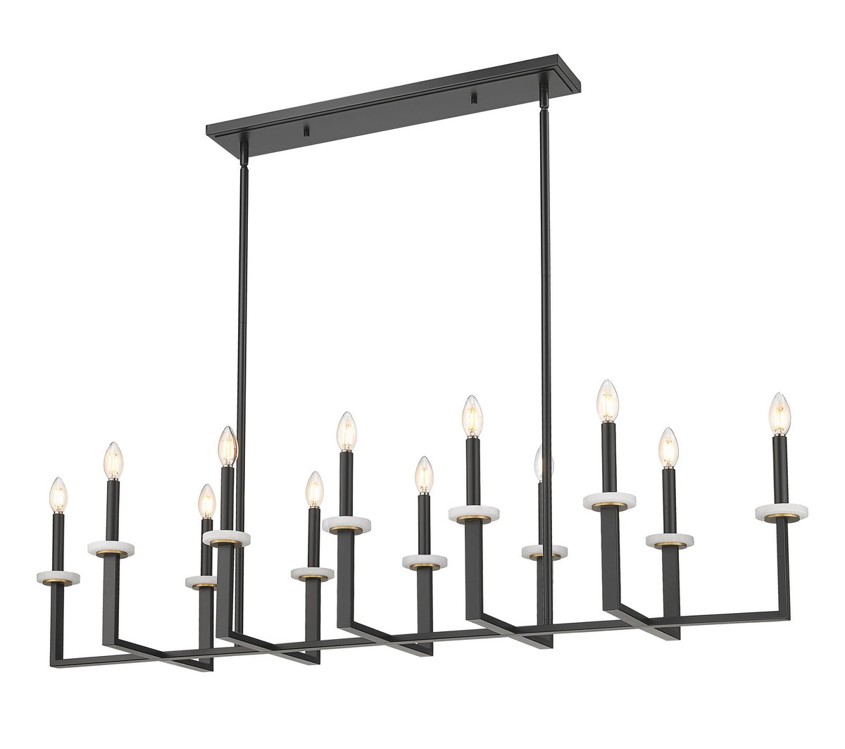 Lustre linéaire Gaultier Noir mat + Or moderne, nombre ampoules 12 – Z-Lite