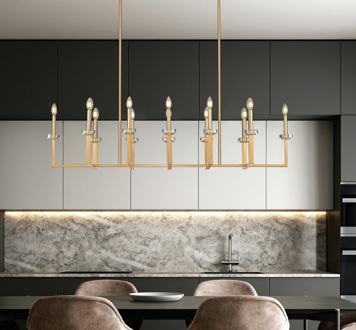 Lustre linéaire Gaultier Or moderne, nombre ampoules 12 – vue 8