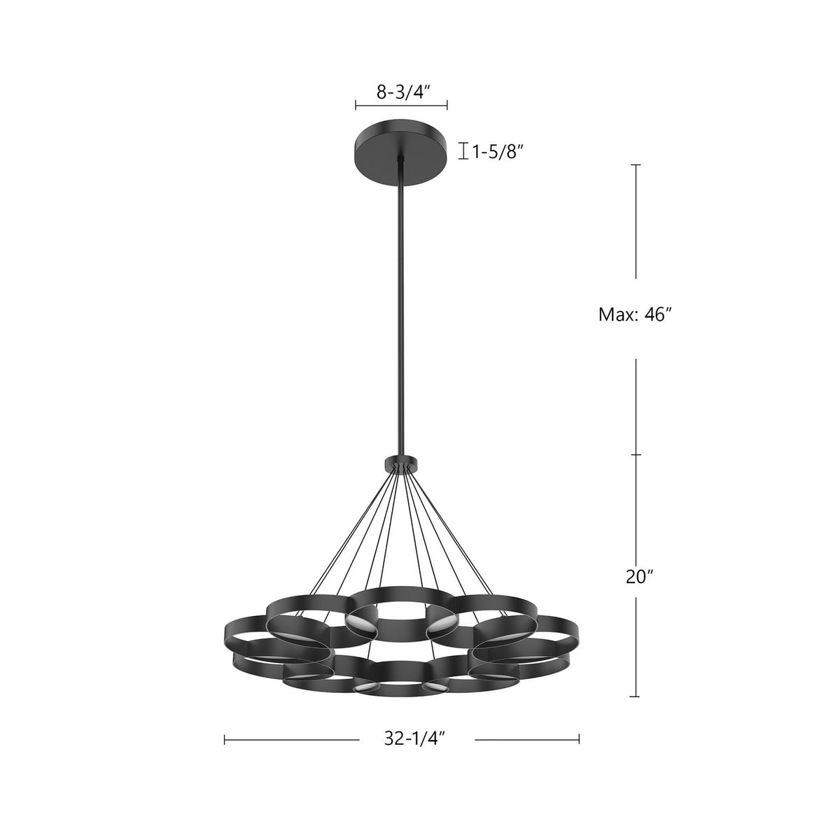 Lustre linéaire Maestro Noir – vue 2