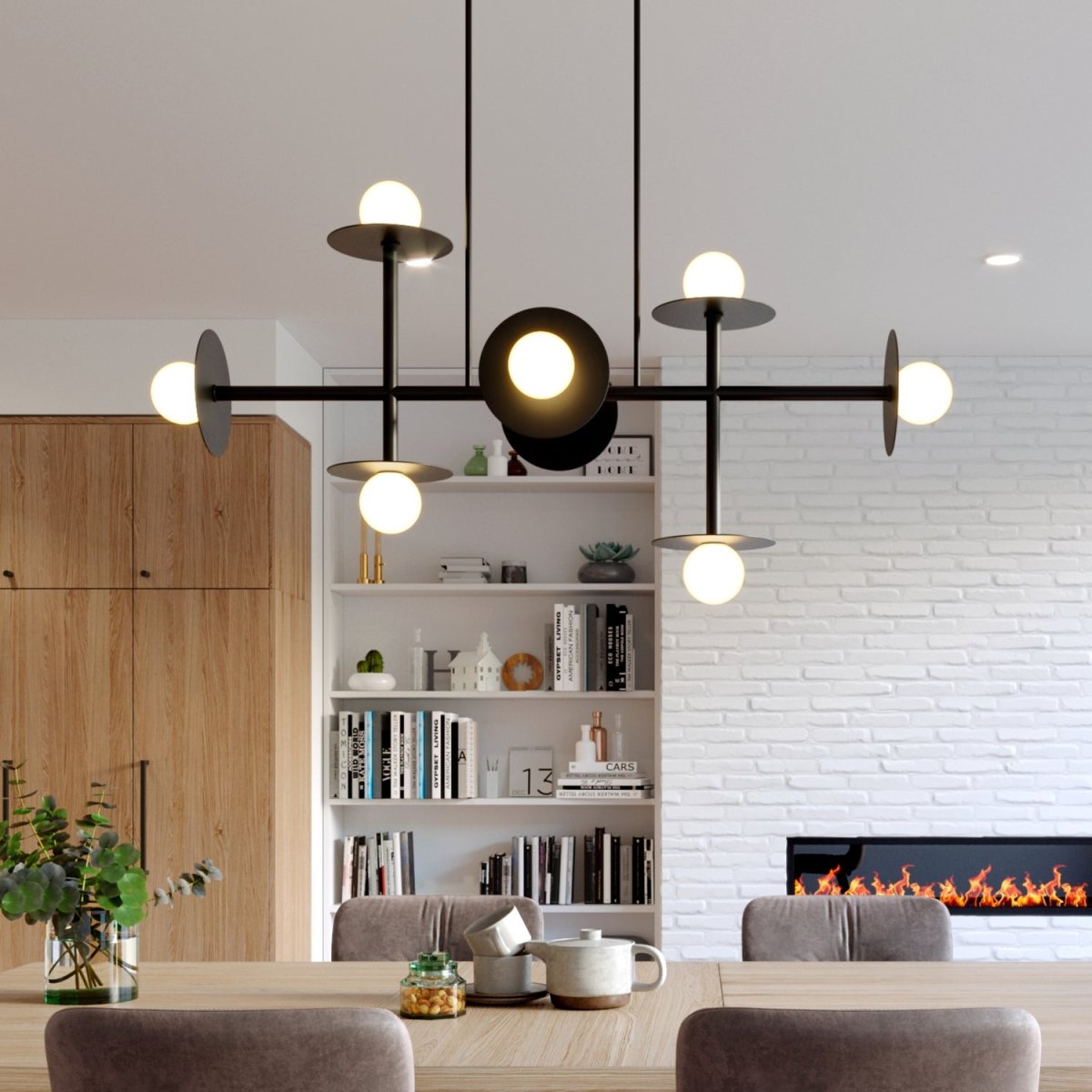 Lustre linéaire Nodes - Noir minuit by Visual Comfort Studio | Luminaires & cie