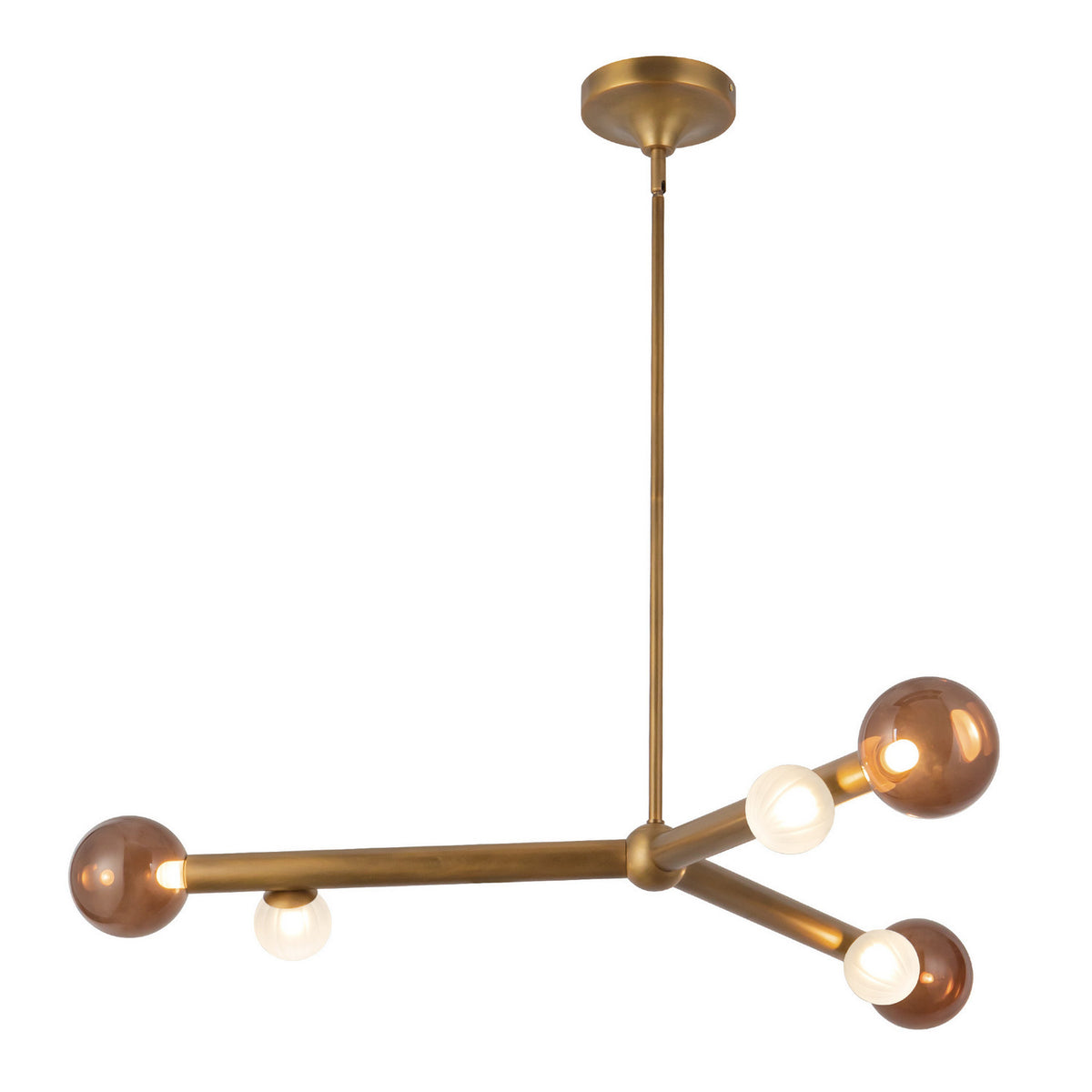 Lustre linéaire Reese Laiton vintage, Verre ambre, 41" – Kuzco Lighting