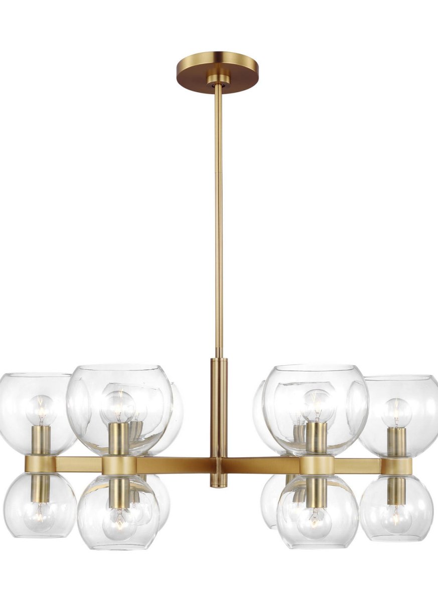 Lustre Londyn - Laiton bruni avec verre transparent 6 by Visual Comfort Studio | Luminaires & cie