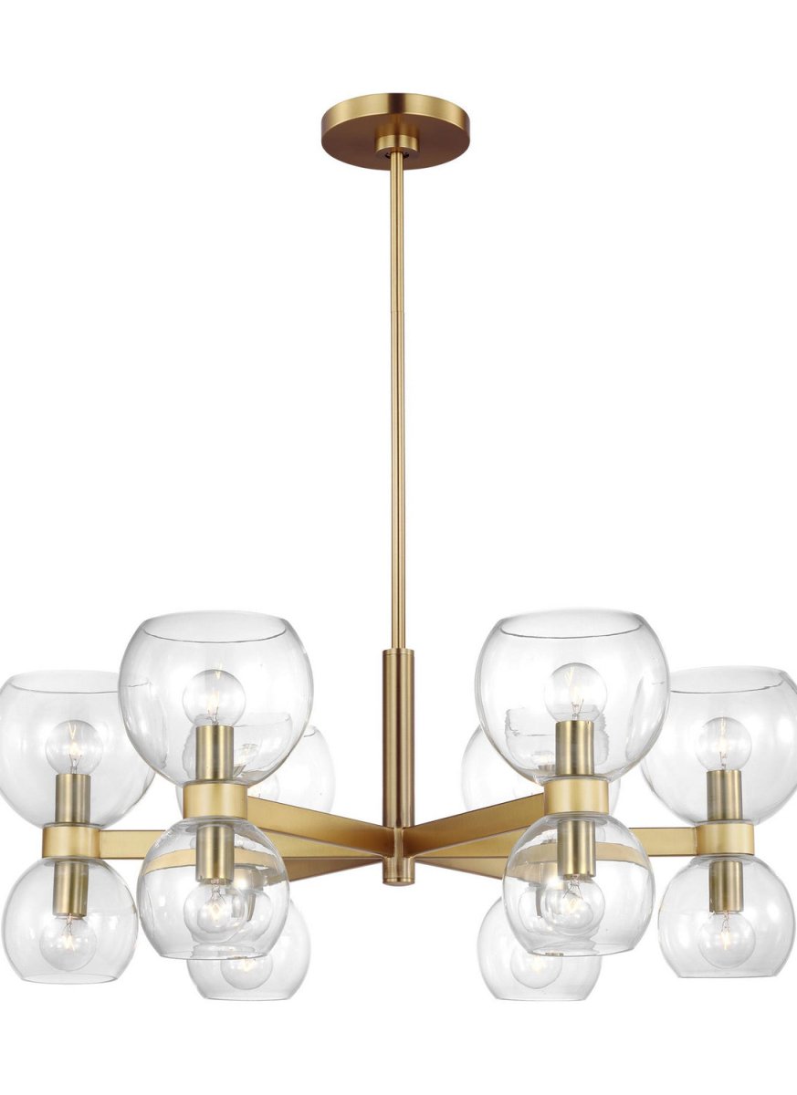 Lustre Londyn - Laiton bruni avec verre opalin blanc 12 by Visual Comfort Studio | Luminaires & cie