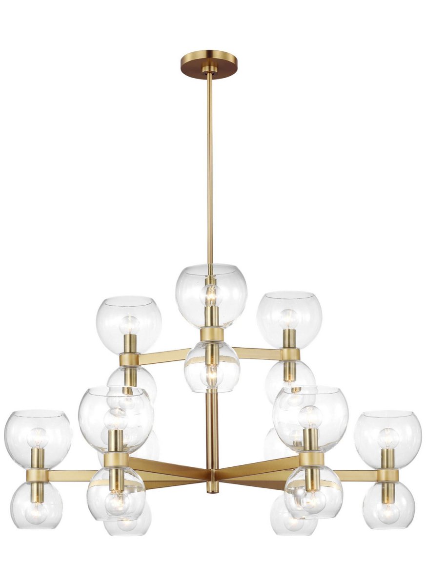 Lustre Londyn - Laiton bruni avec verre opalin blanc 12 by Visual Comfort Studio | Luminaires & cie