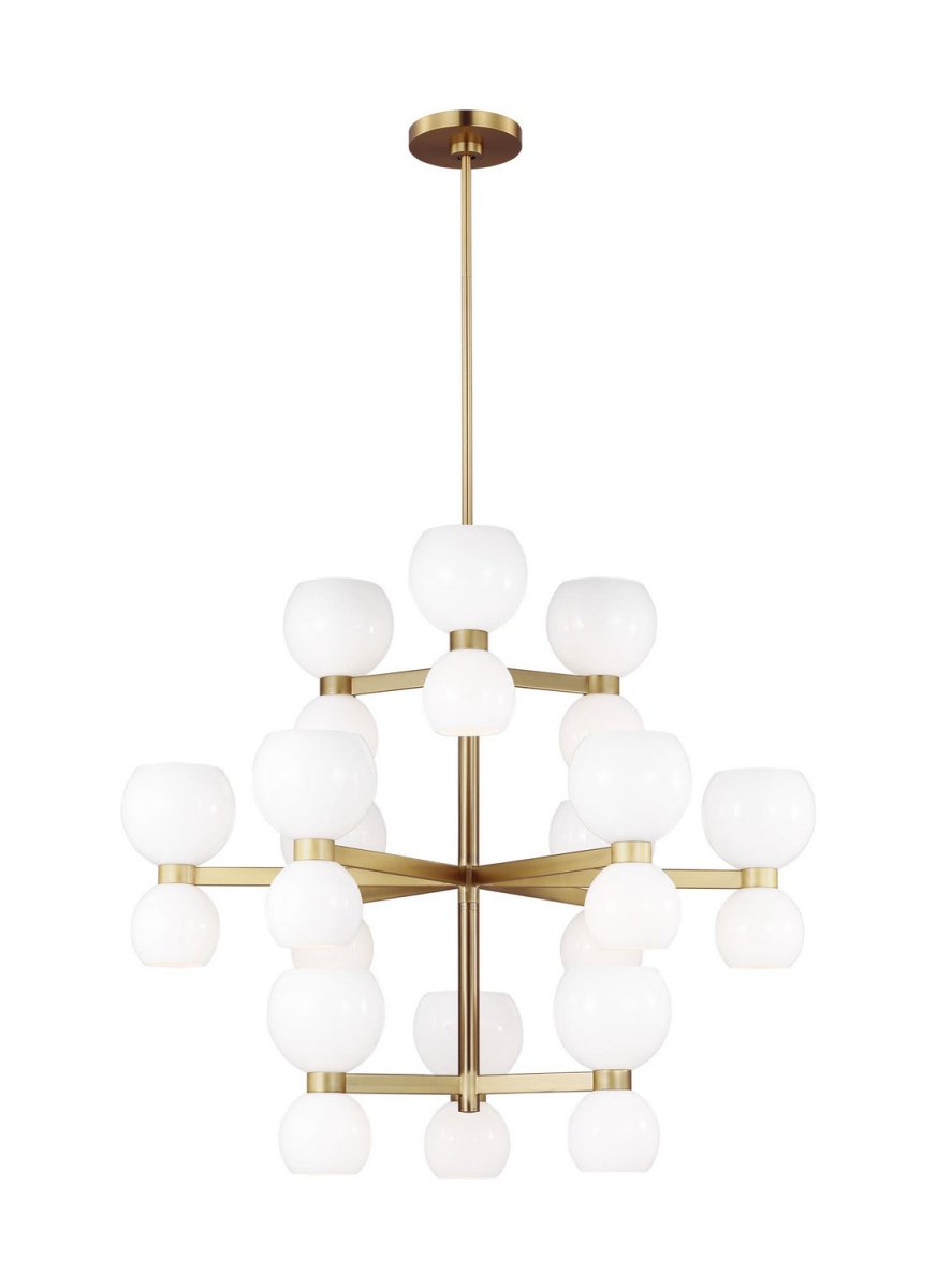 Lustre Londyn - Laiton bruni avec verre opalin blanc 12 by Visual Comfort Studio | Luminaires & cie