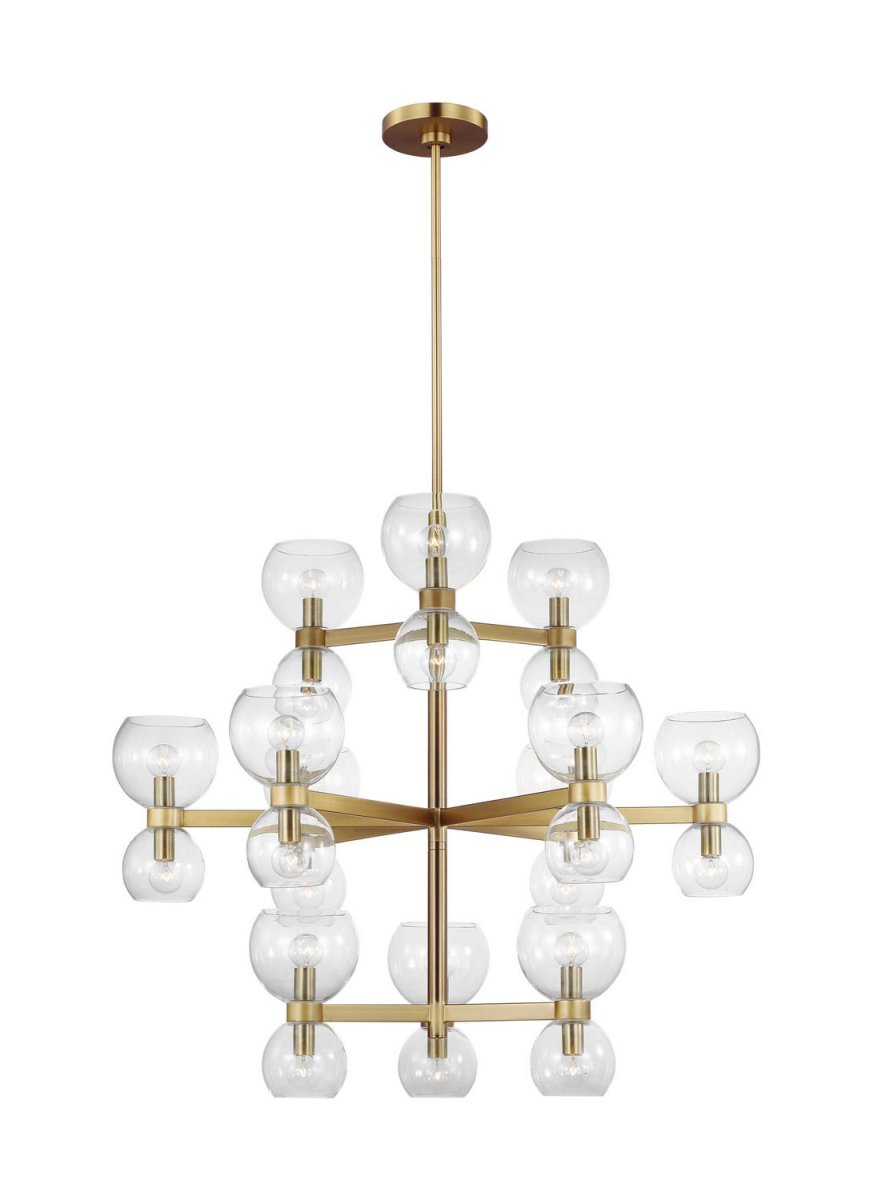 Lustre Londyn - Laiton bruni avec verre opalin blanc 12 by Visual Comfort Studio | Luminaires & cie