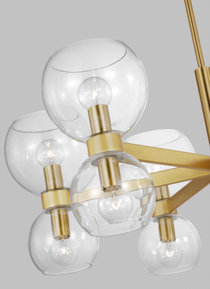 Lustre Londyn - Laiton bruni avec verre opalin blanc 12 by Visual Comfort Studio | Luminaires & cie
