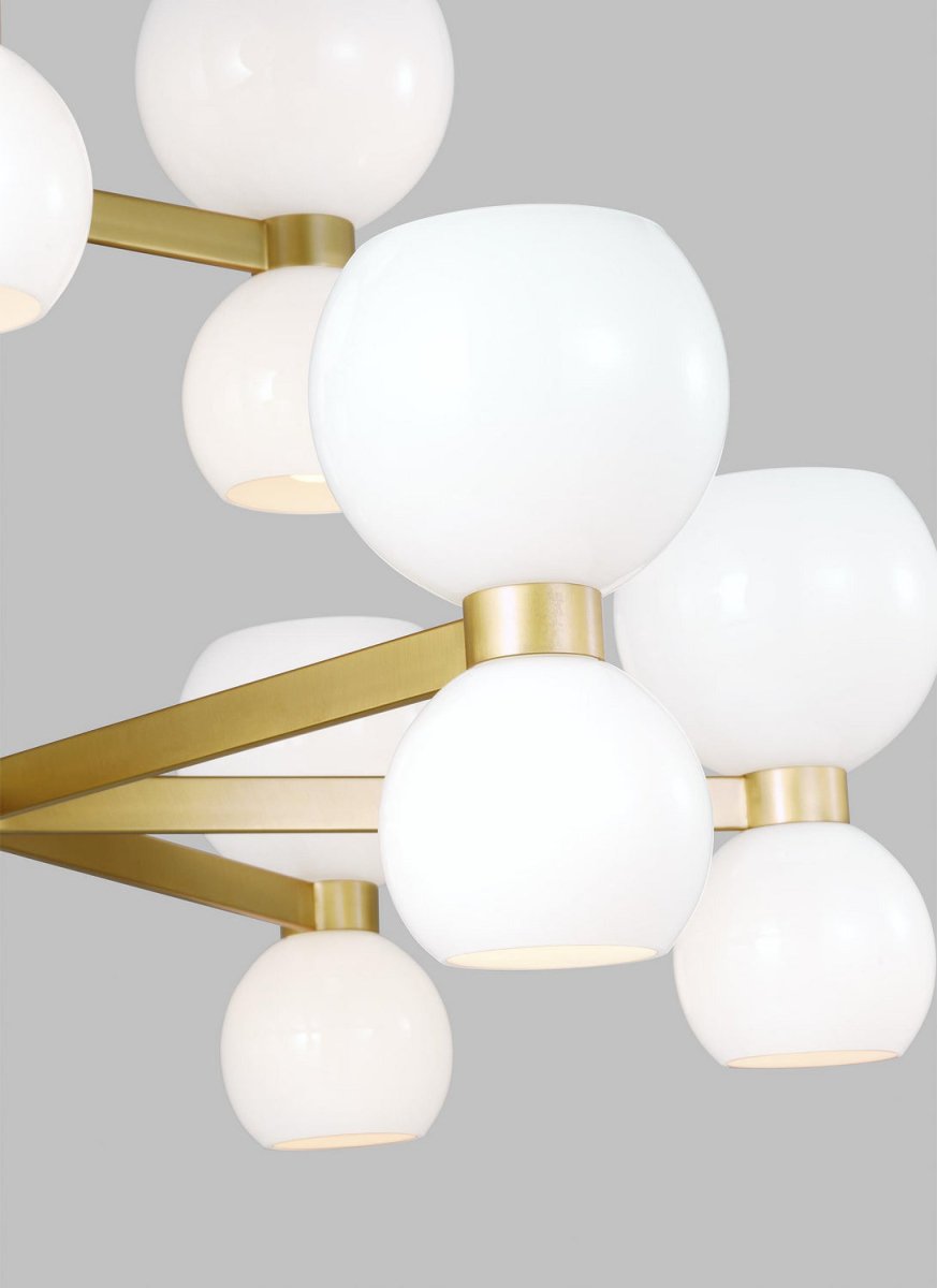 Lustre Londyn - Laiton bruni avec verre opalin blanc 12 by Visual Comfort Studio | Luminaires & cie