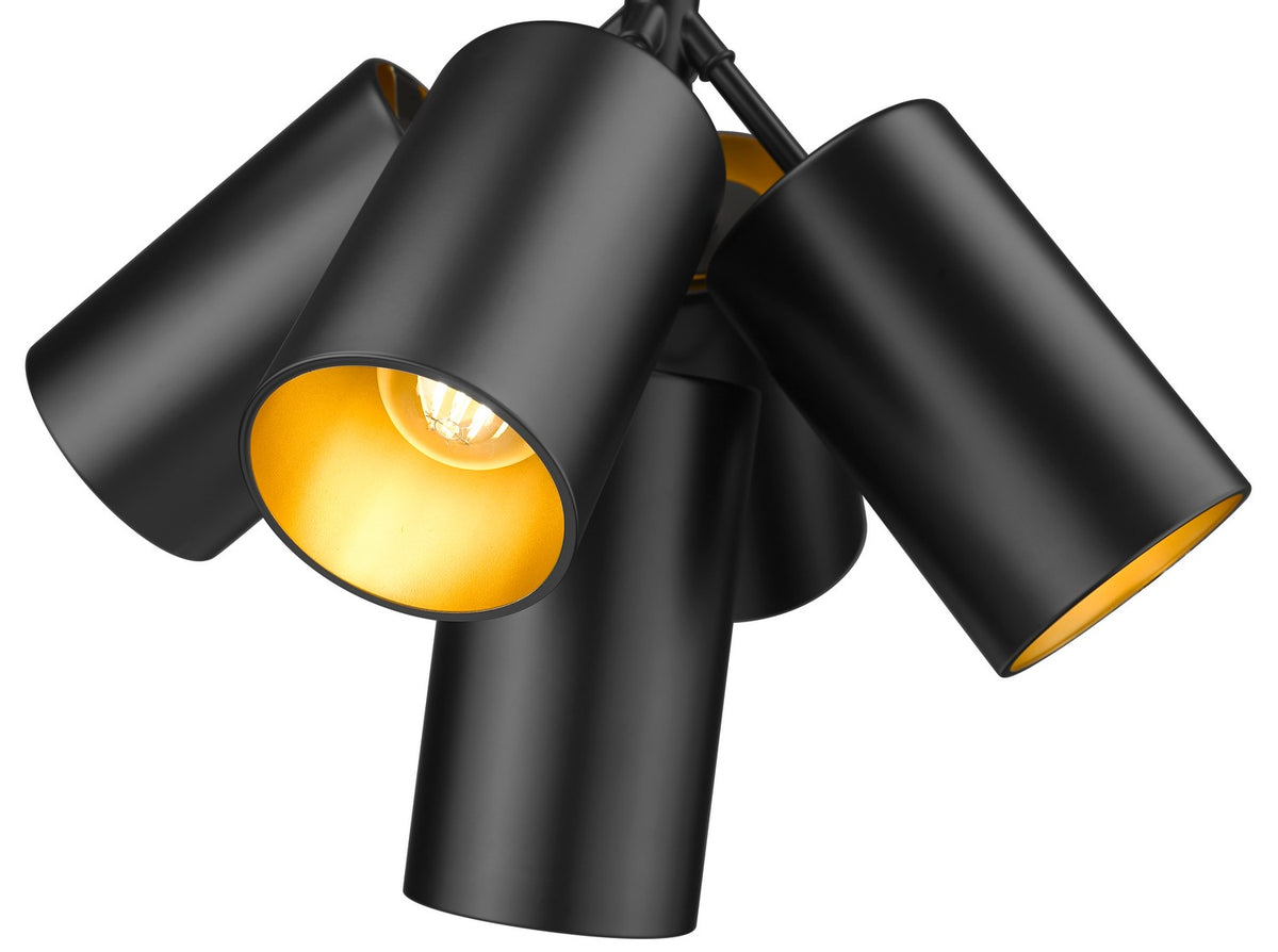 Lustre Lumina Noir mat, nombre ampoules 5 – vue 5