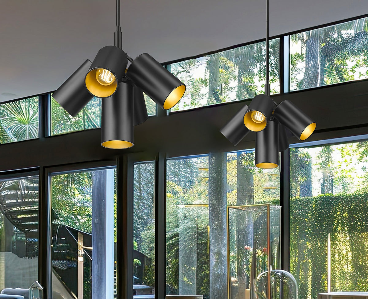 Lustre Lumina Noir mat, nombre ampoules 5 – vue 8