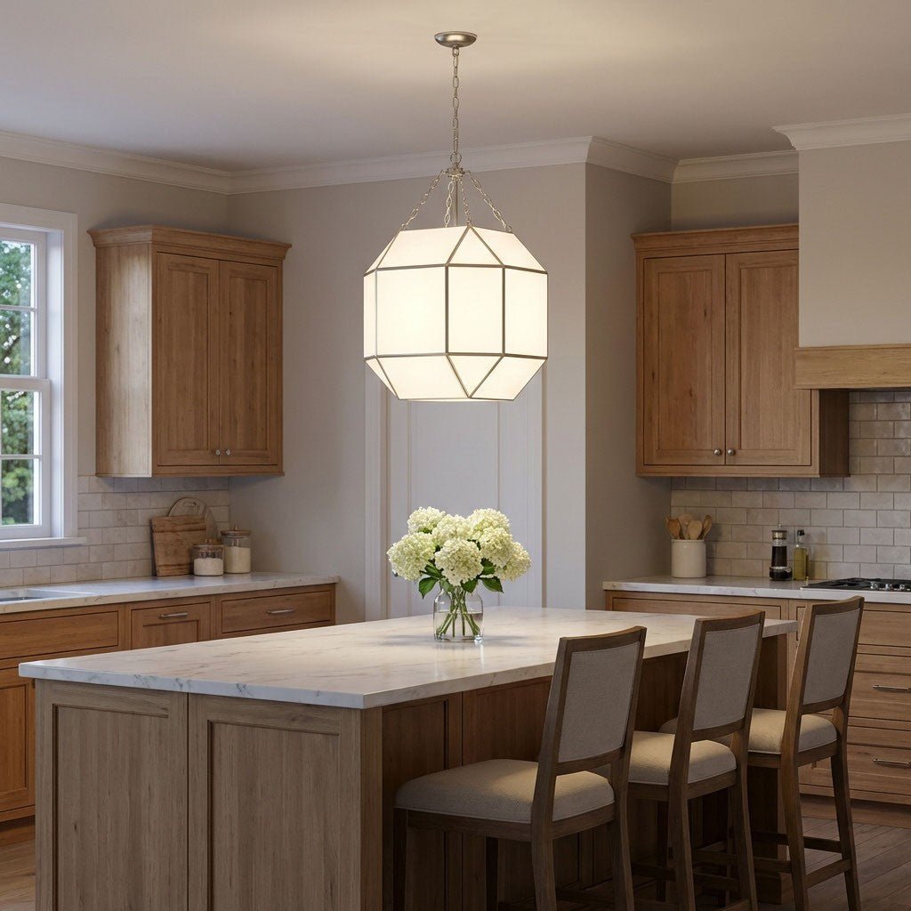 Lustre Morrison - Nickel brossé Blanc mat 23 1/4" by Visual Comfort Studio | Luminaires & cie