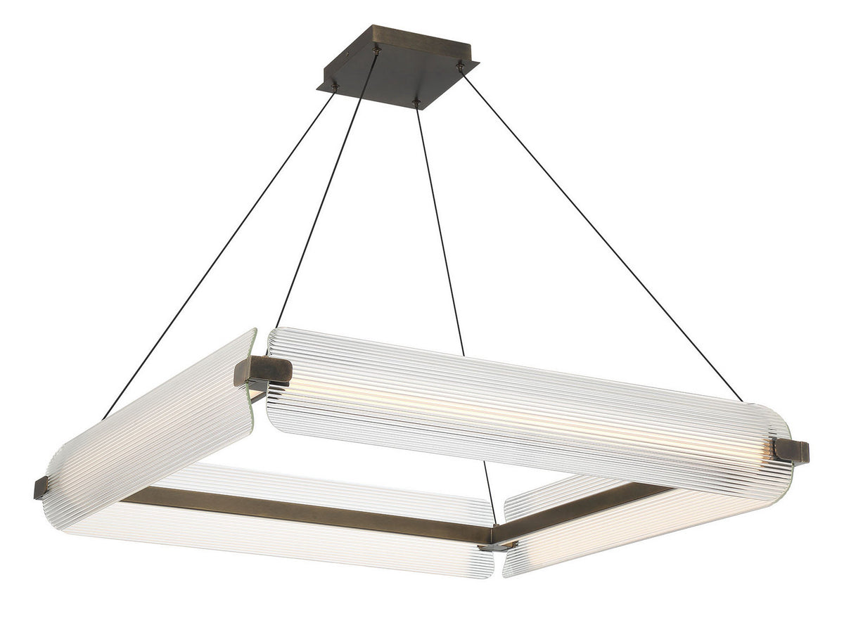Lustre Neoness Laiton vieilli, Verre transparent, nombre ampoules 4 – vue 2
