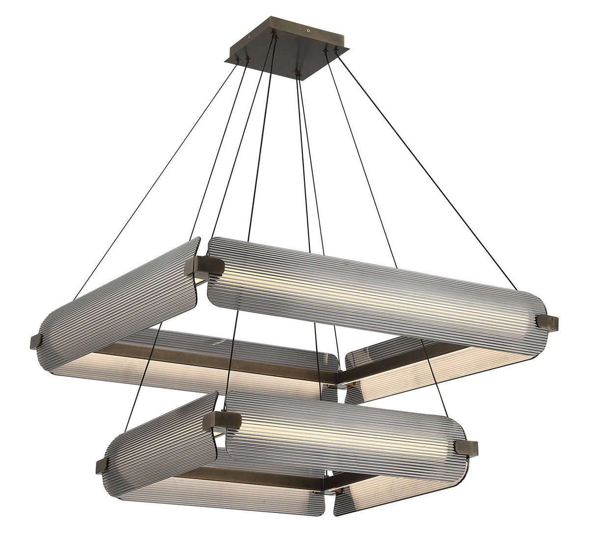 Lustre Neoness Laiton vieilli, Verre fumé, nombre ampoules 8 – vue 3