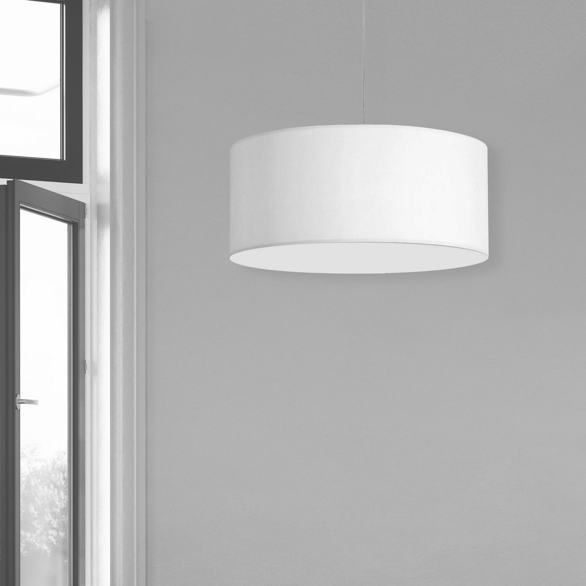 Lustre Oversized Drum Blanc / Chrome poli – vue 2