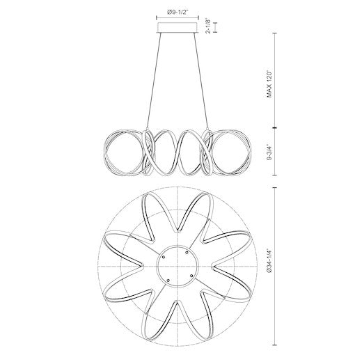 Lustre Synergy Laiton antique, 34 1/4" – vue 4