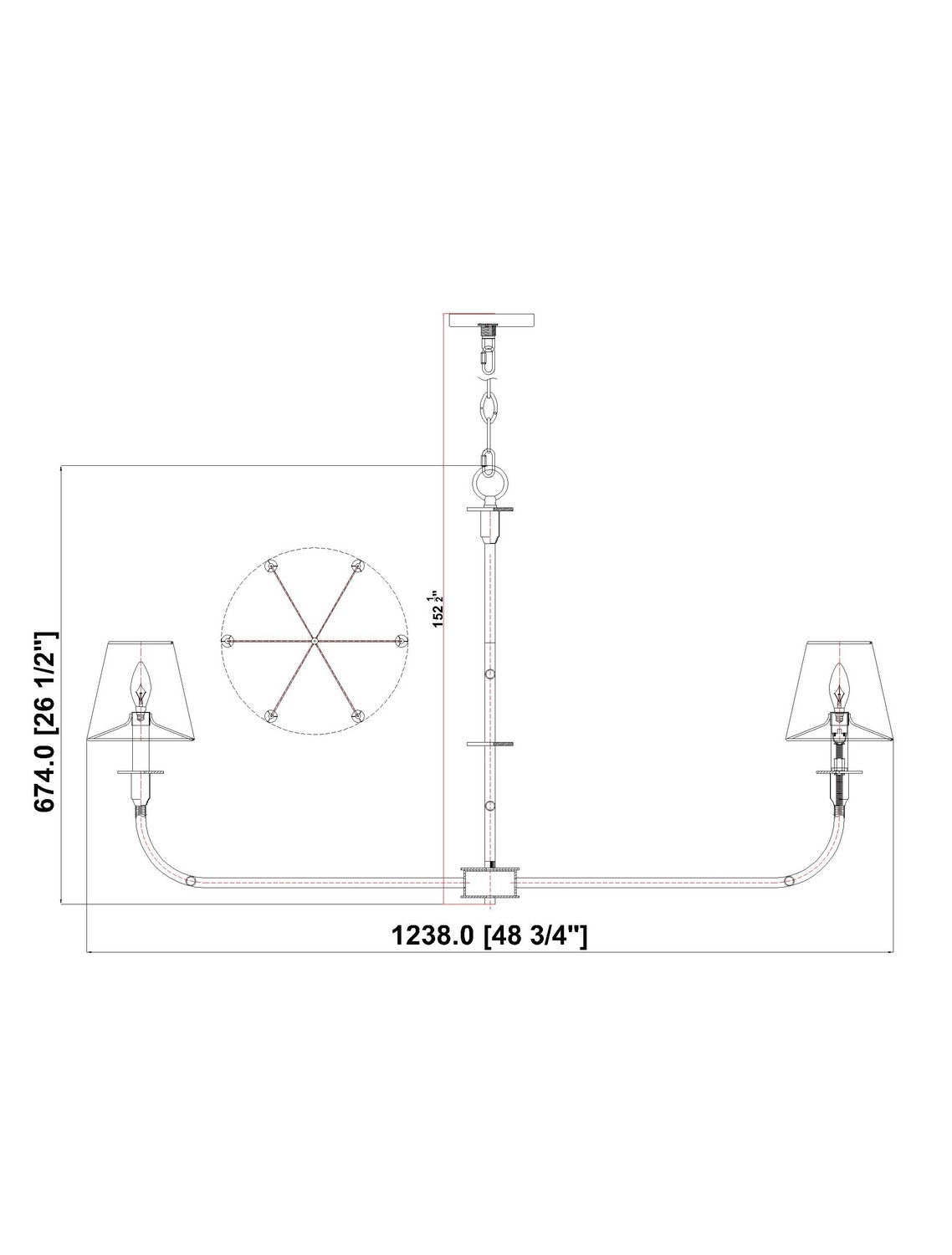 Lustre Tova Nickel brossé, 48 3/4" – vue 6