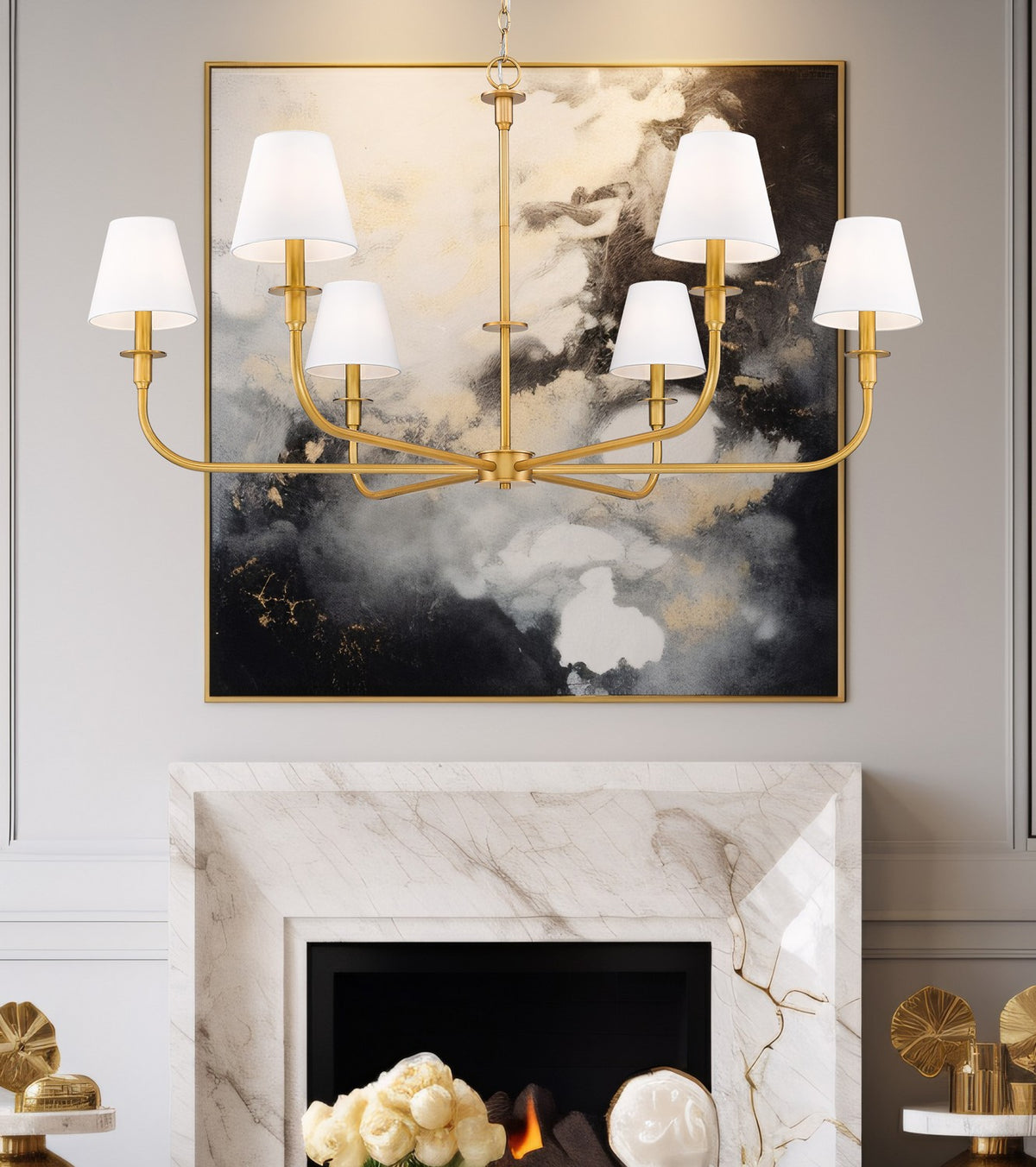 Lustre Tova Laiton frotté, 48 3/4" – vue 8