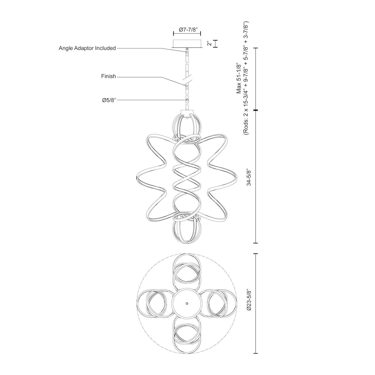 Lustre vertical Synergy Laiton antique, 23 5/8" – vue 3