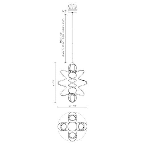 Lustre vertical Synergy Noir, 31 1/2" – vue 3