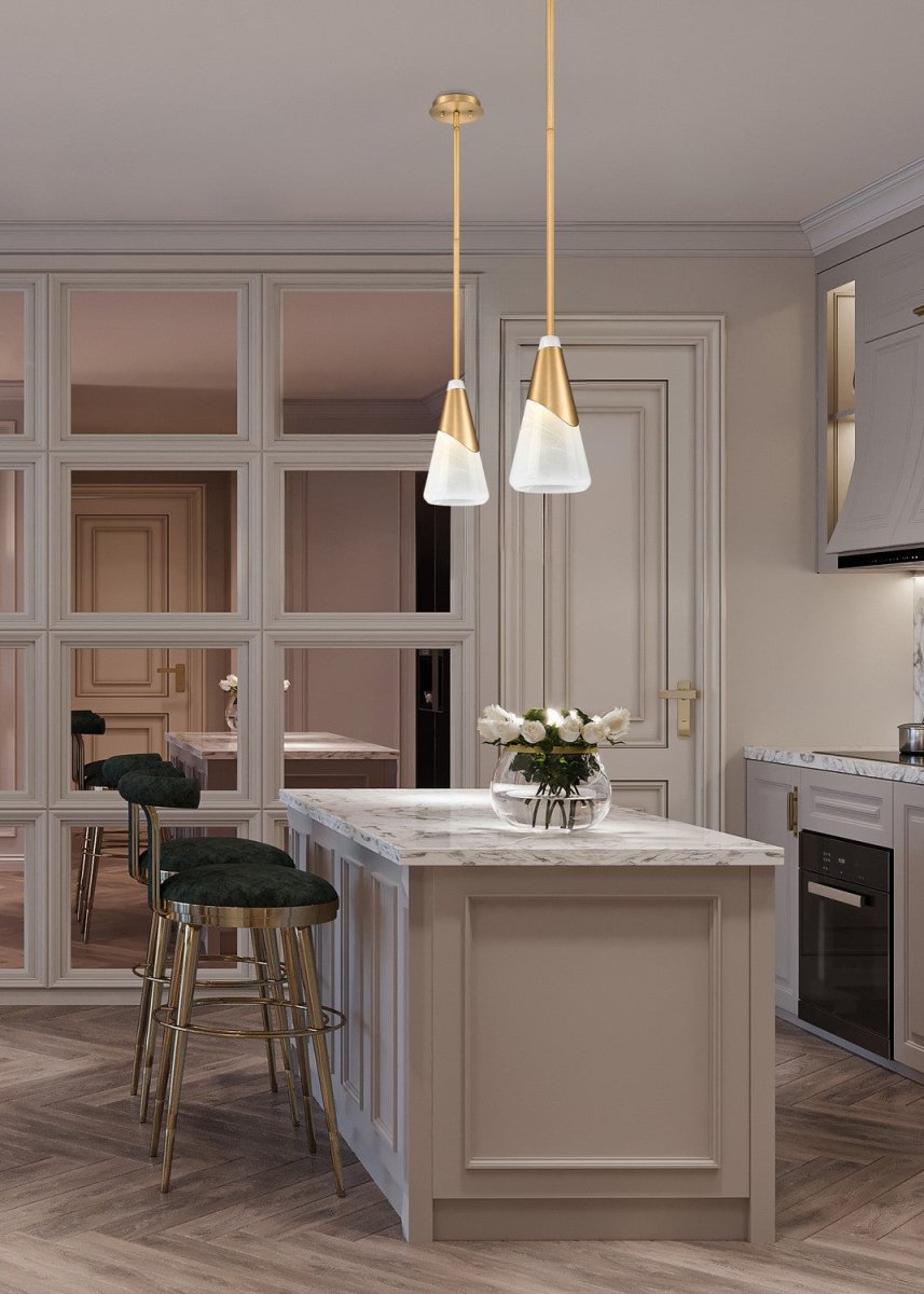 Mini-suspension Aimie - Tige Or moderne 15 3/4" by Z-Lite | Luminaires & cie