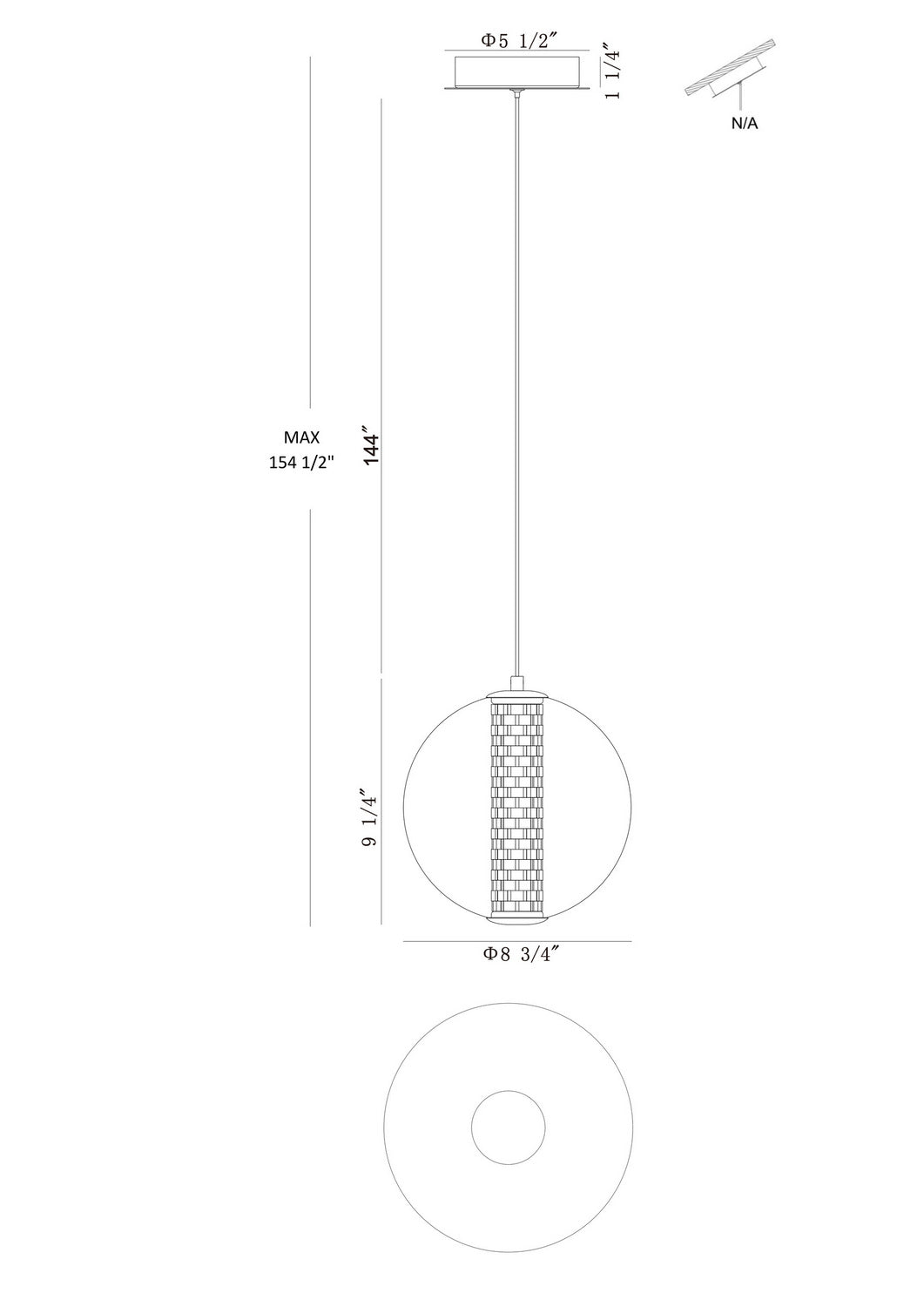 Mini-suspension Atomo Noir mat – vue 4