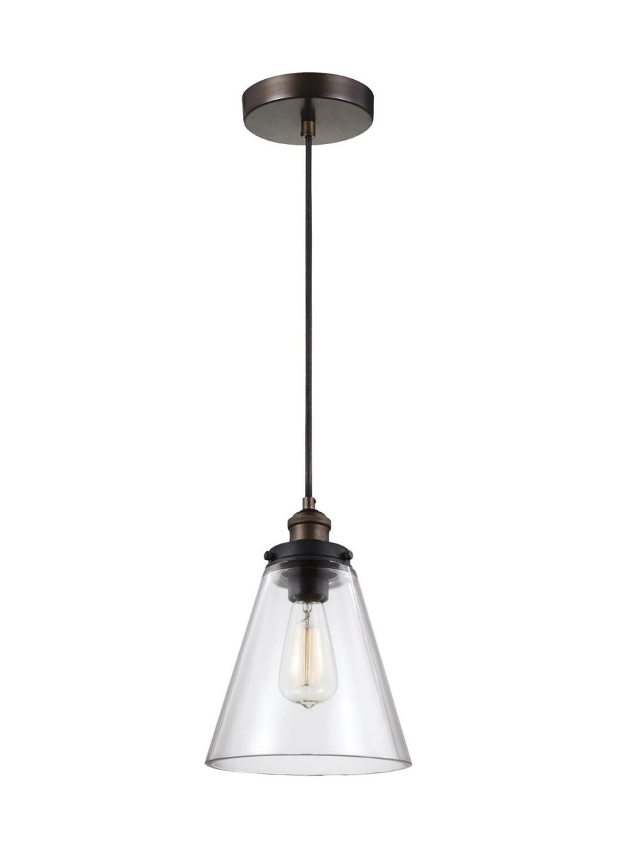 Mini-suspension Baskin - Painted Aged Brass / Dark Weathered Zinc 8.5 by Visual Comfort Studio | Luminaires & cie