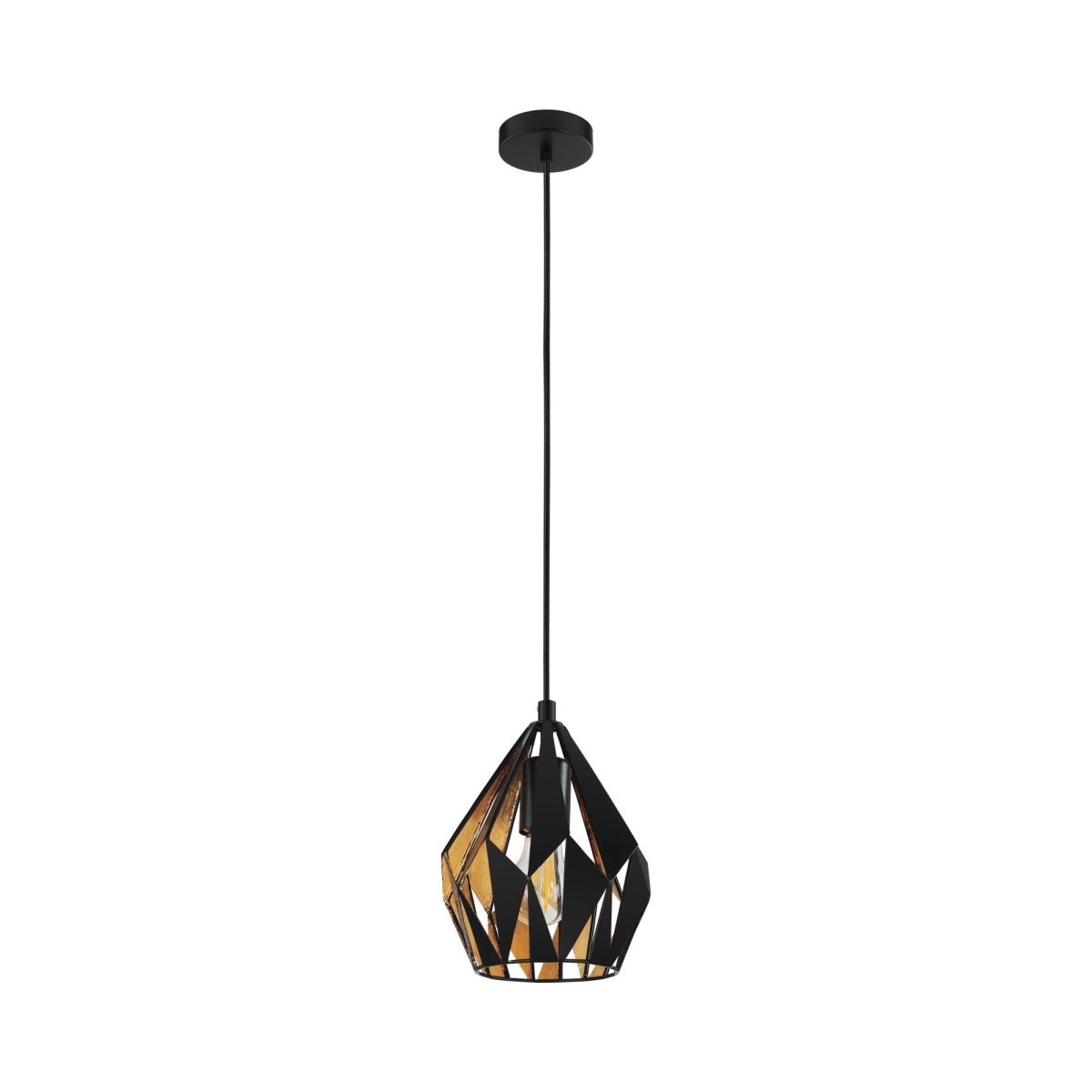 Mini suspension Carlton 3 - Noir mat et feuille d'or by Eglo | Luminaires & cie